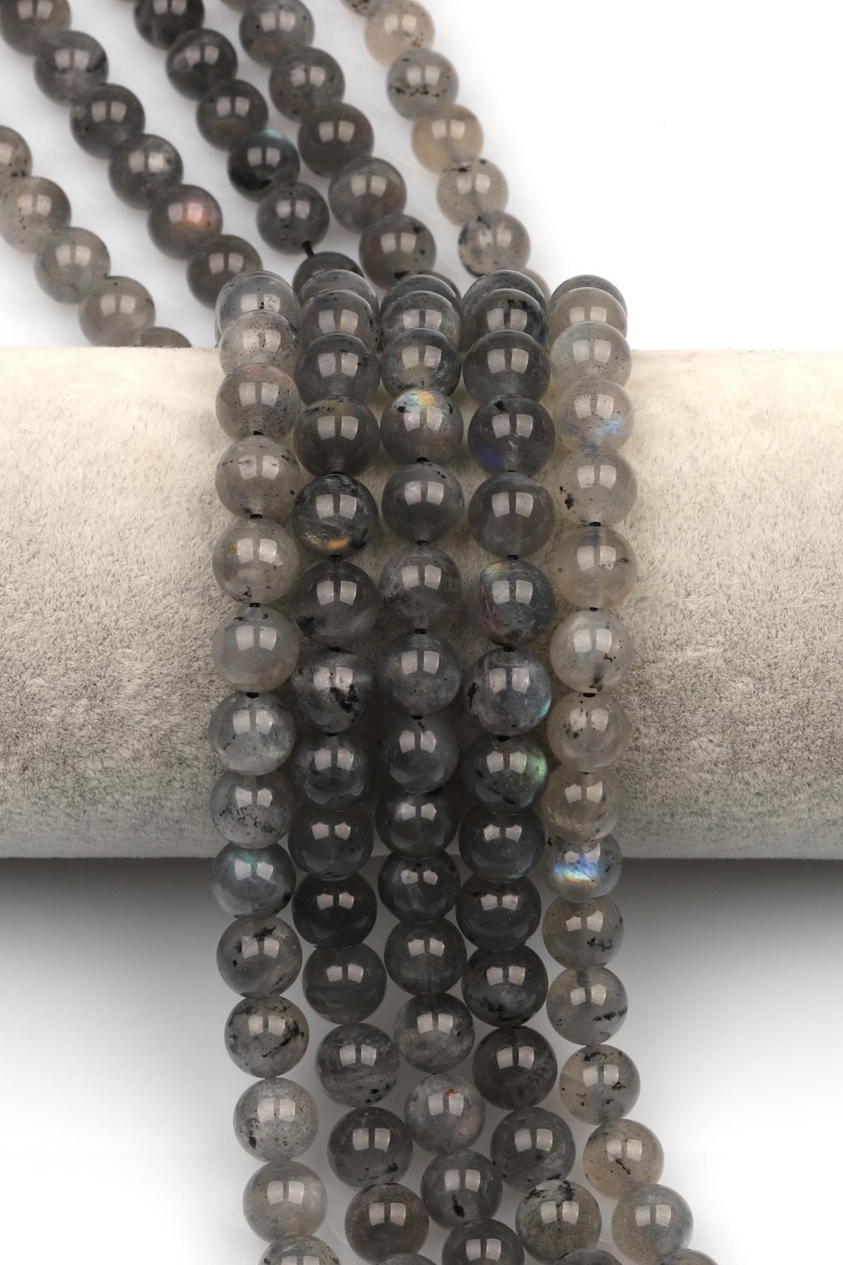 Labradorit (A Kalite) Doğaltaş Dizi 8 mm Küre Kesim