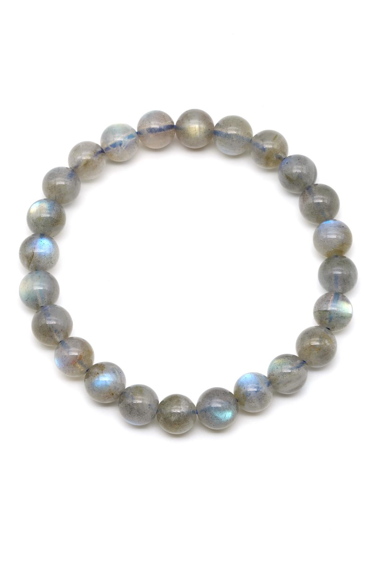 Labradorit ( AA Kalite ) Doğal Taş Bileklik 8 mm Küre Kesim