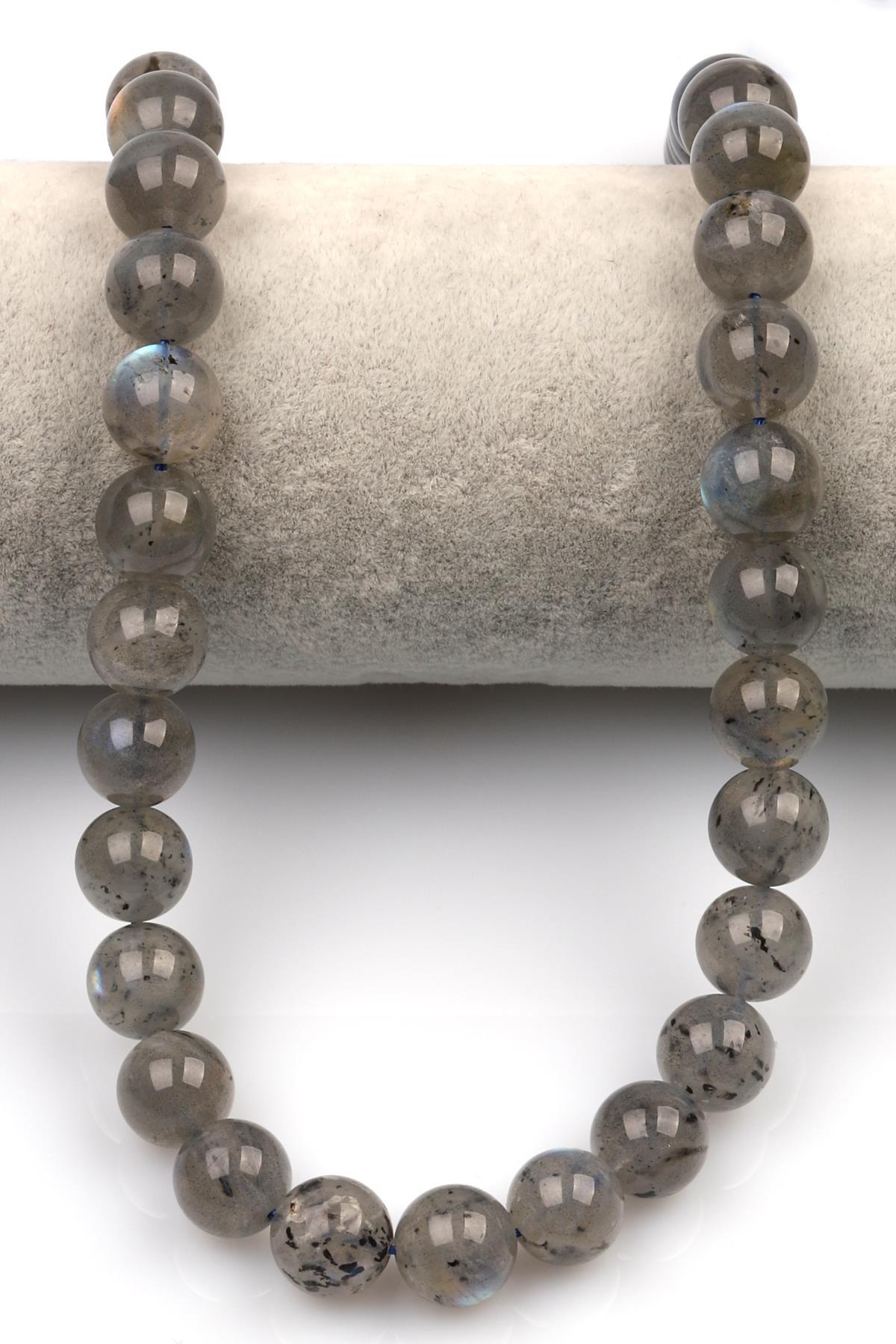 Labradorit (AA Kalite) Doğal Taş Dizi 11 mm Küre Kesim