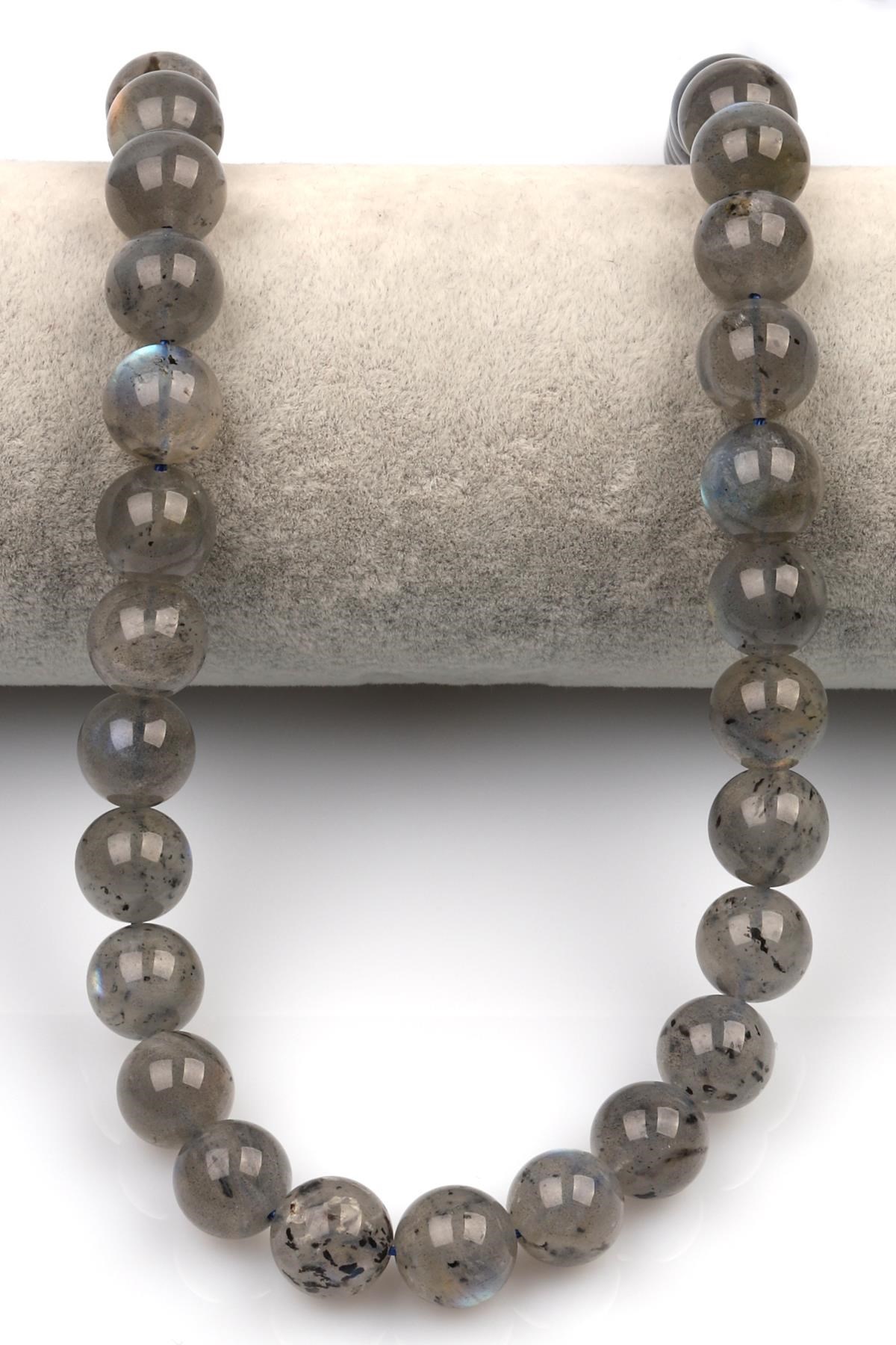 Labradorit (AA Kalite) Doğal Taş Dizi 11 mm Küre Kesim