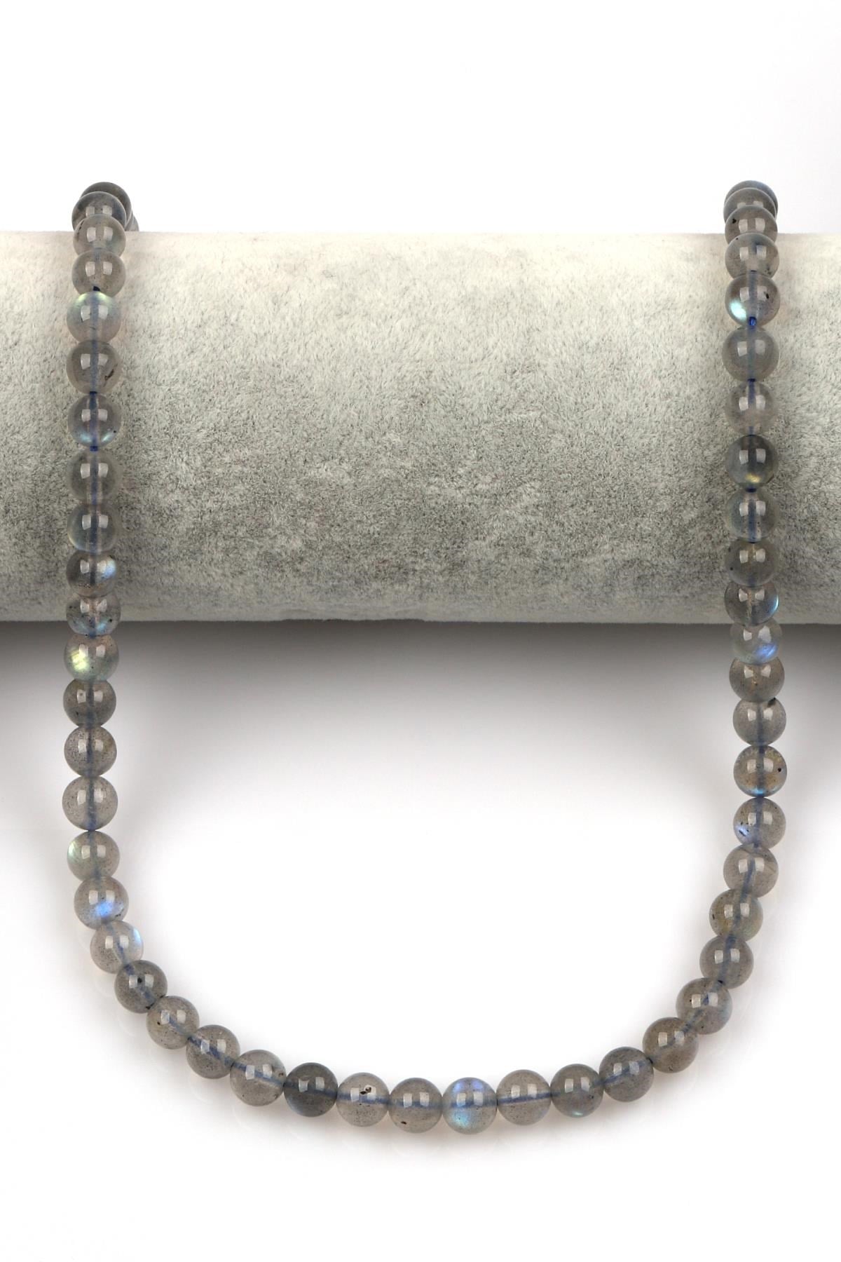 Labradorit (AA Kalite) Doğal Taş Dizi 7 mm Küre Kesim