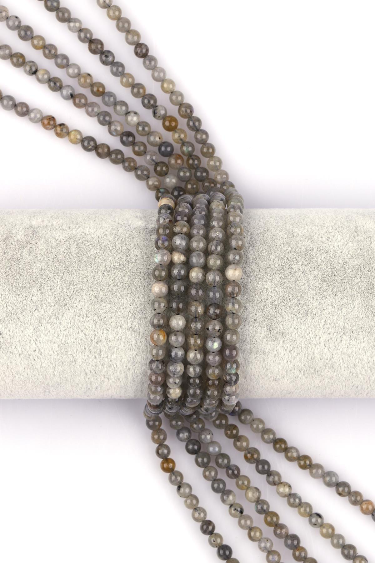 Labradorit ( AB Kalite ) Doğal Taş Dizi 4 mm Küre Kesim
