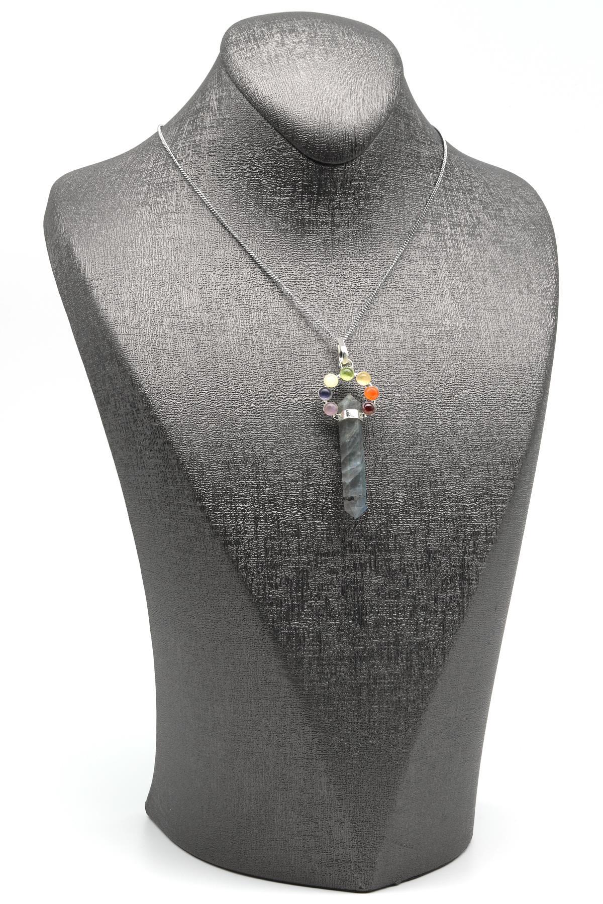 Labradorit - Çakra Doğal Taş Çivi Model Kolye