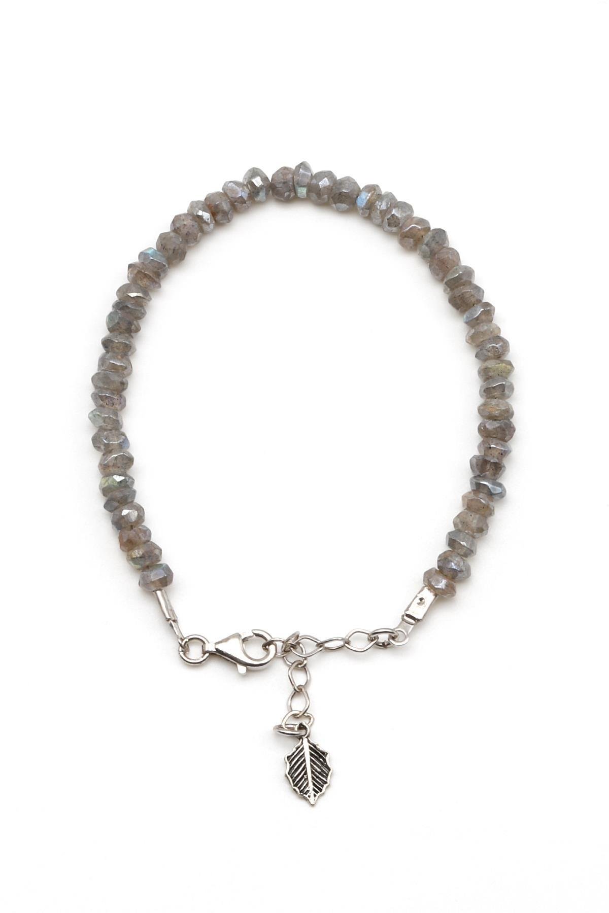 Labradorit Doğal Taş 925 Ayar Gümüş Bileklik