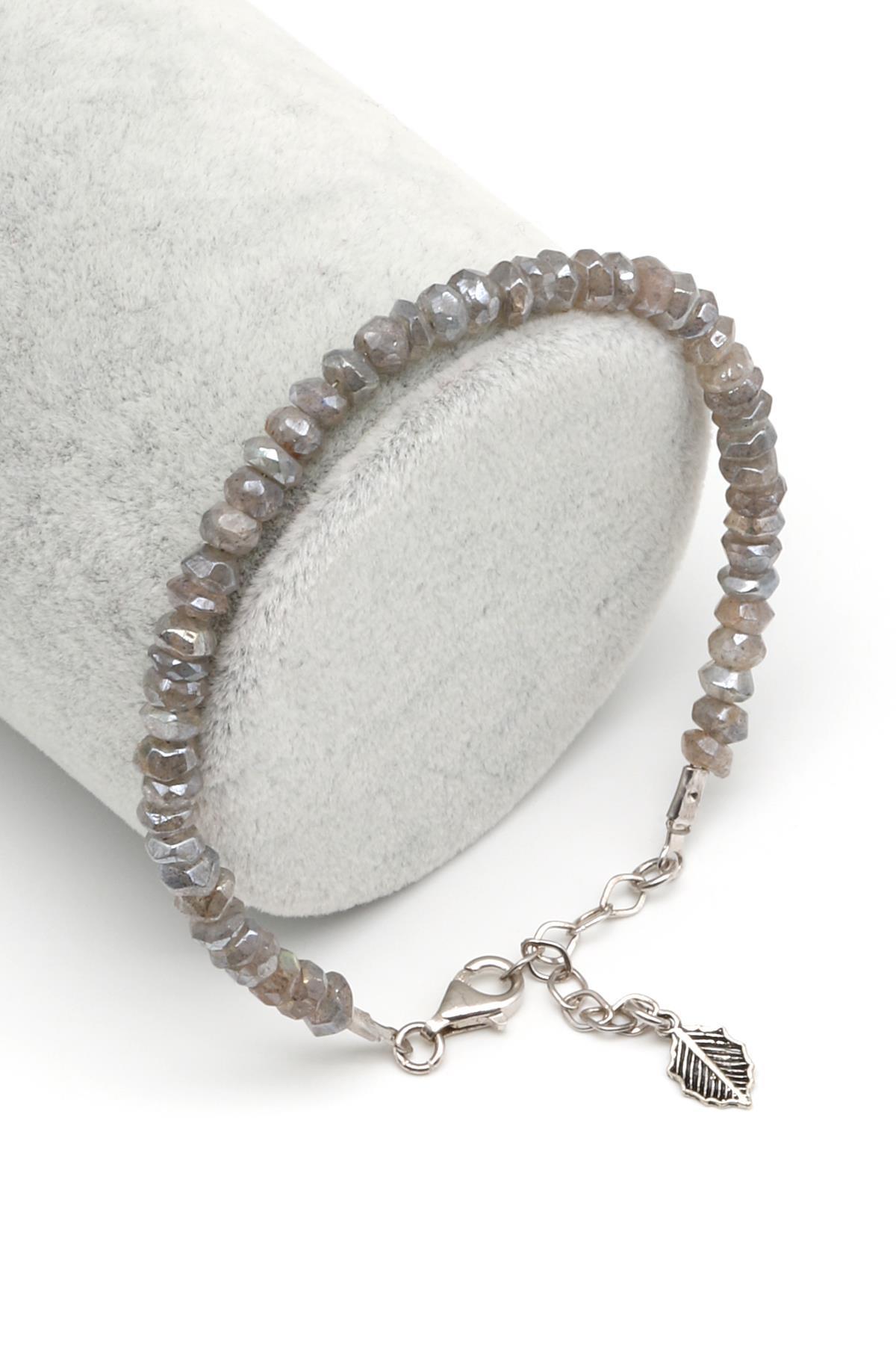 Labradorit Doğal Taş 925 Ayar Gümüş Bileklik