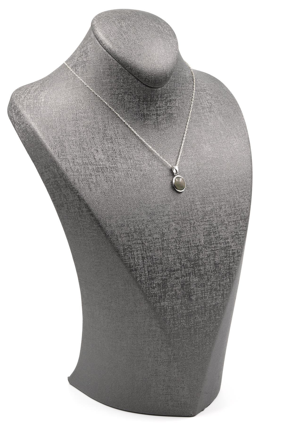 Labradorit Doğal Taş 925 Ayar Gümüş Kolye