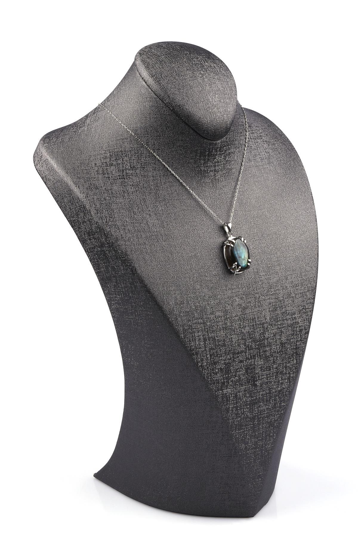 Labradorit Doğal Taş 925 Ayar Gümüş Kolye