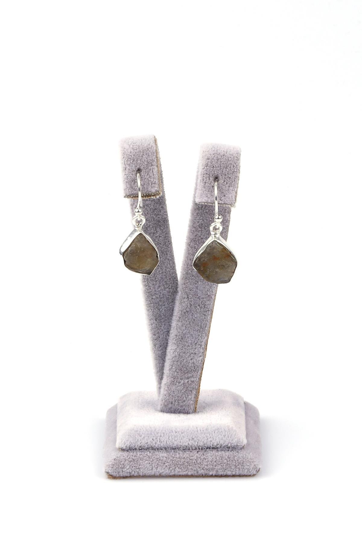 Labradorit Doğal Taş 925 Ayar Gümüş Küpe