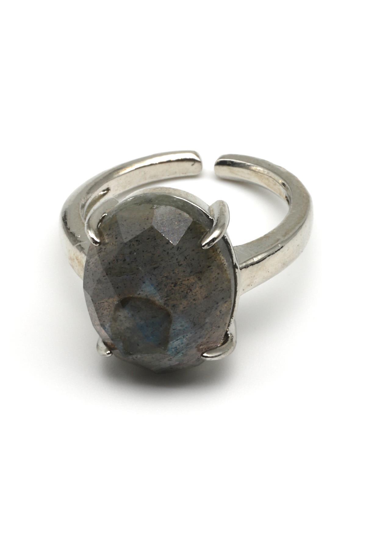 Labradorit Doğal Taş Ayarlanabilir Yüzük