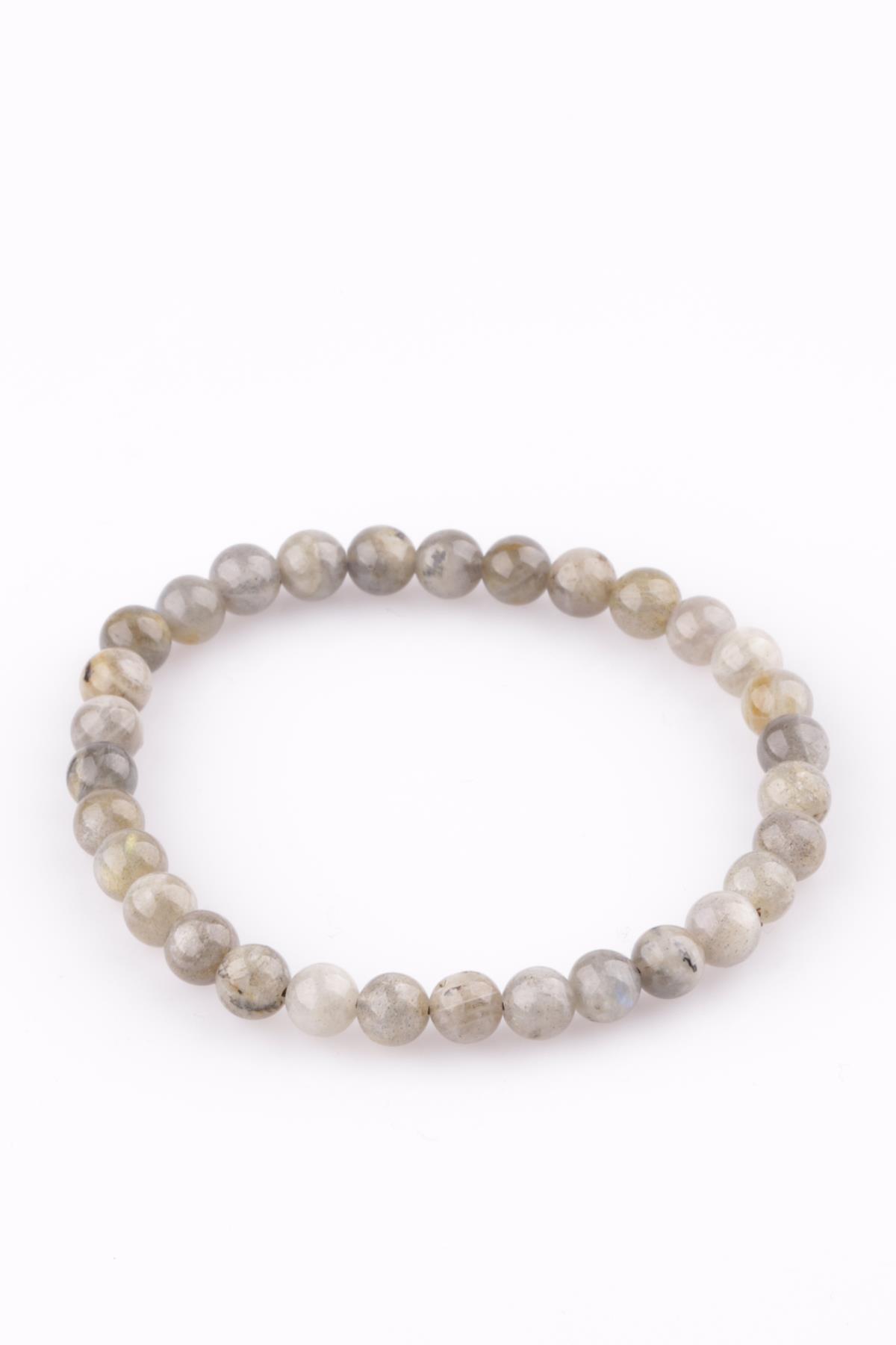 Labradorit Doğal Taş Bileklik 6 mm Küre Kesim