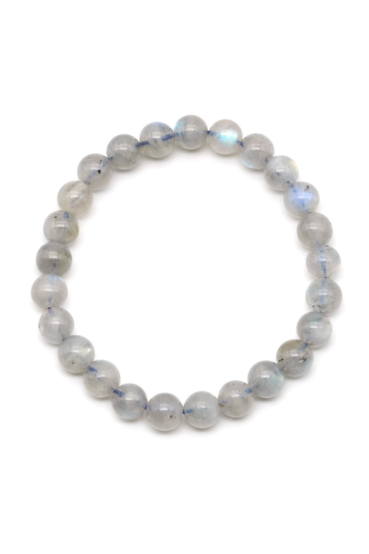 Labradorit Doğal Taş Bileklik 7 mm Küre Kesim