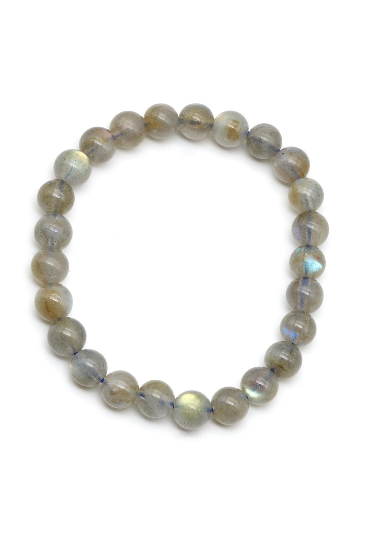 Labradorit Doğal Taş Bileklik 7 mm Küre Kesim