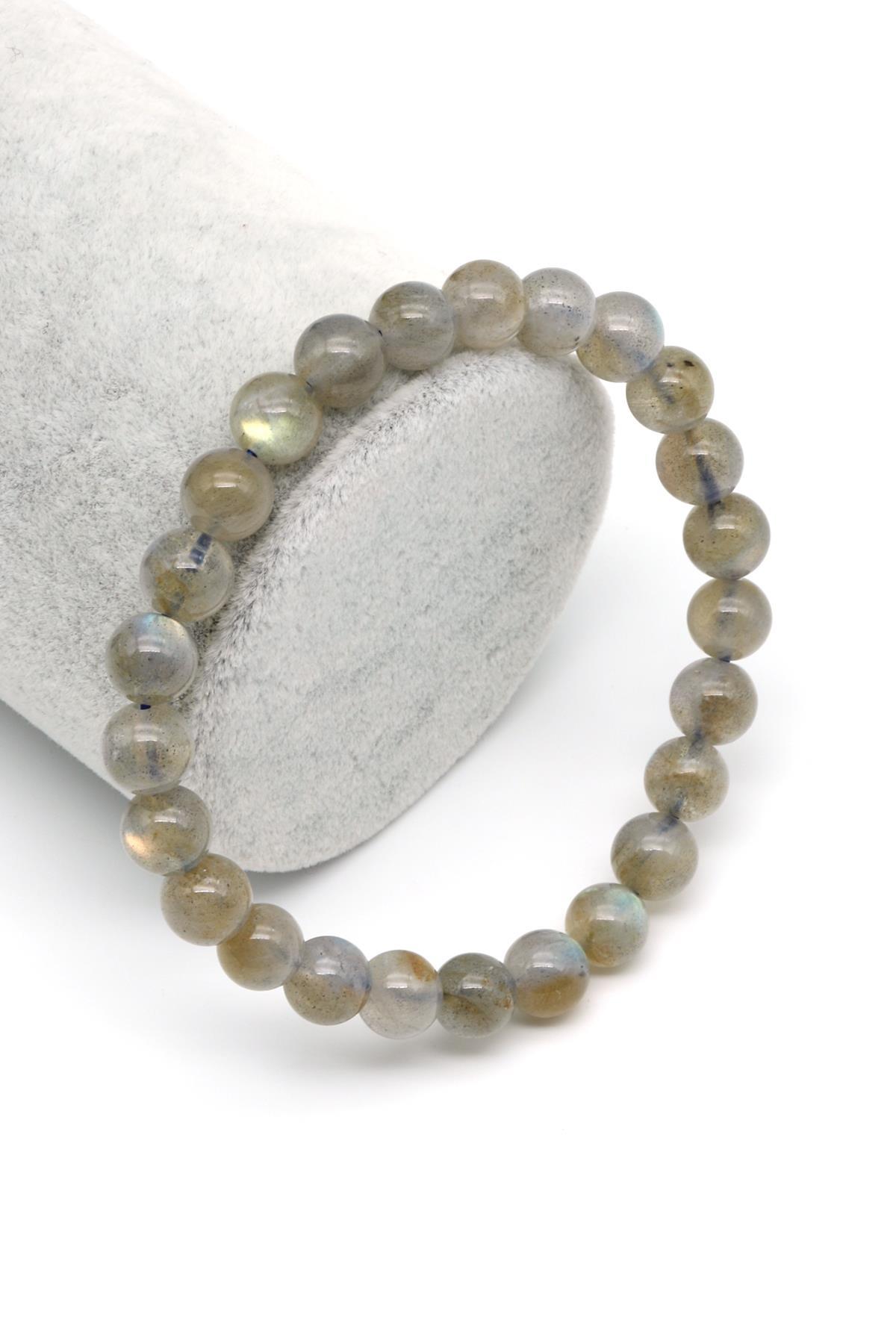 Labradorit Doğal Taş Bileklik 7 mm Küre Kesim