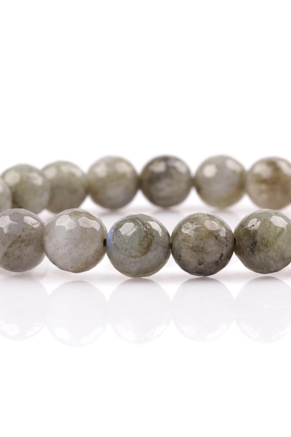 Labradorit Doğal Taş Bileklik 8 mm Fasetli Küre Kesim