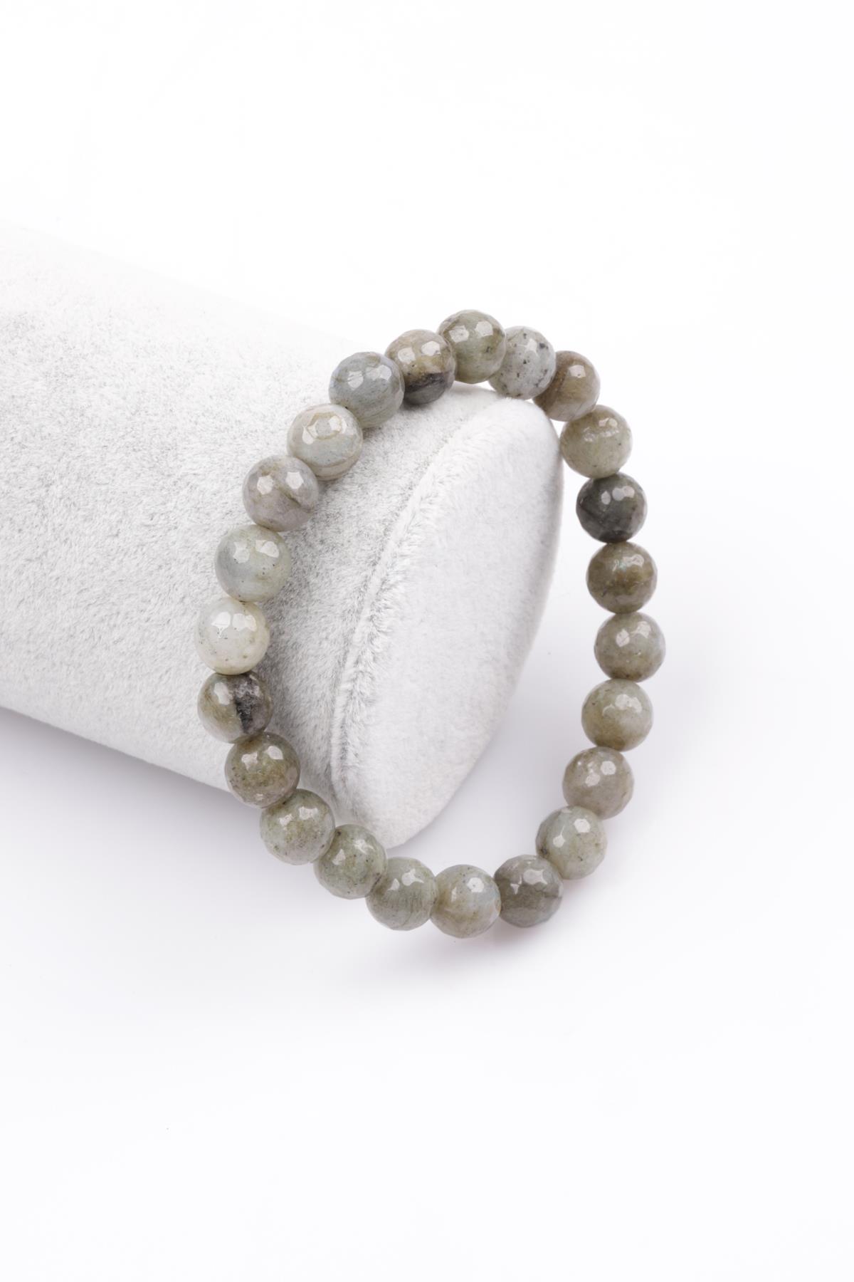 Labradorit Doğal Taş Bileklik 8 mm Fasetli Küre Kesim