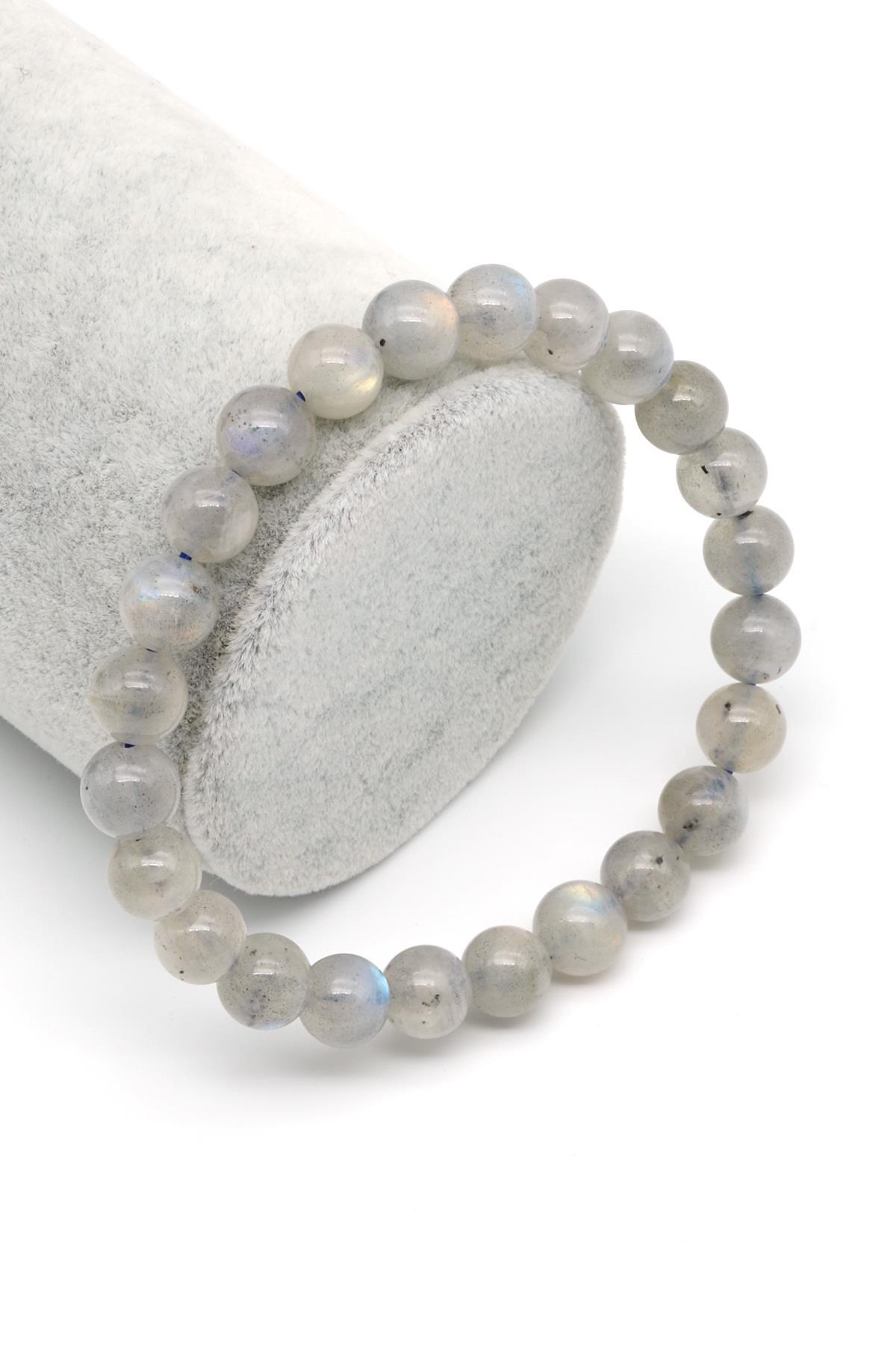 Labradorit Doğal Taş Bileklik 8 mm Küre Kesim