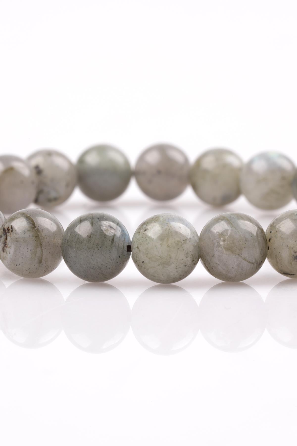 Labradorit Doğal Taş Bileklik 8 mm Küre Kesim