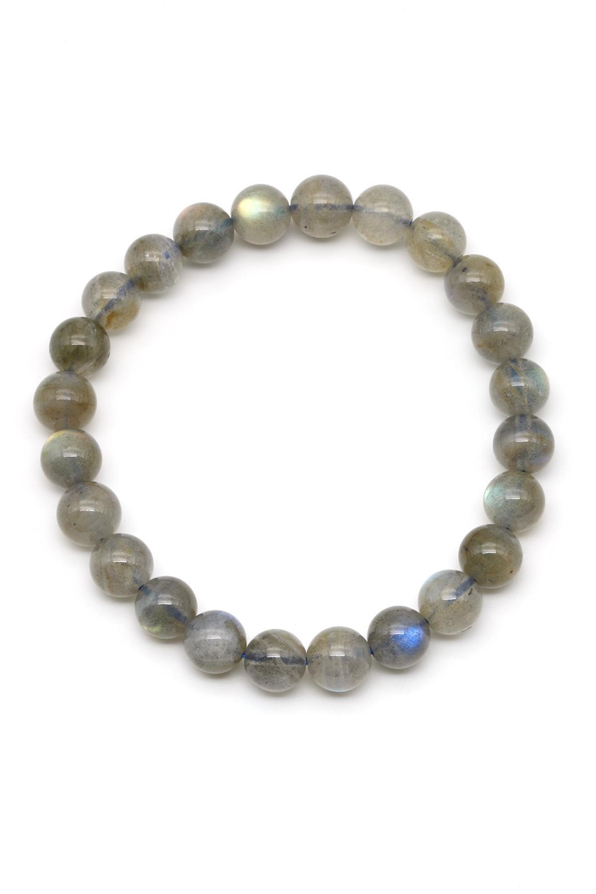 Labradorit Doğal Taş Bileklik 8 mm Küre Kesim