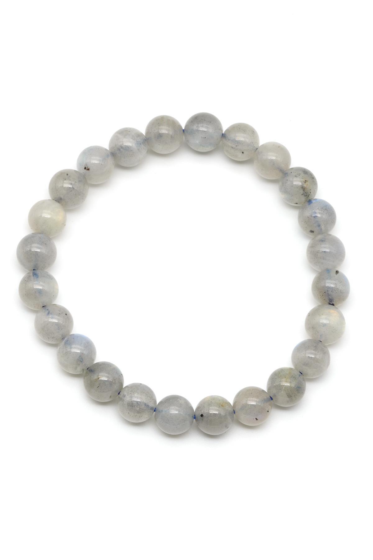 Labradorit Doğal Taş Bileklik 8 mm Küre Kesim