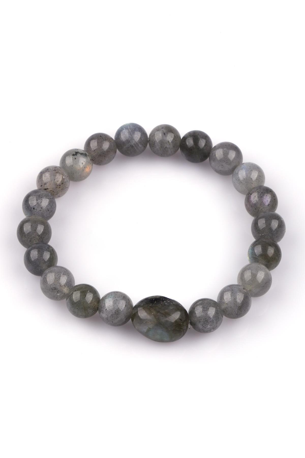 Labradorit Doğal Taş Bileklik 8mm Küre Kesim