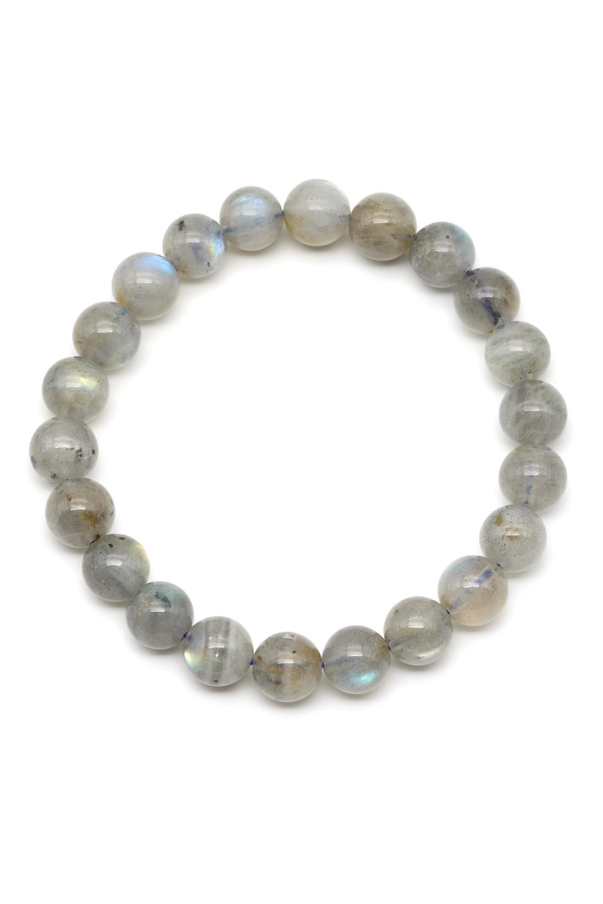 Labradorit Doğal Taş Bileklik 9 mm Küre Kesim