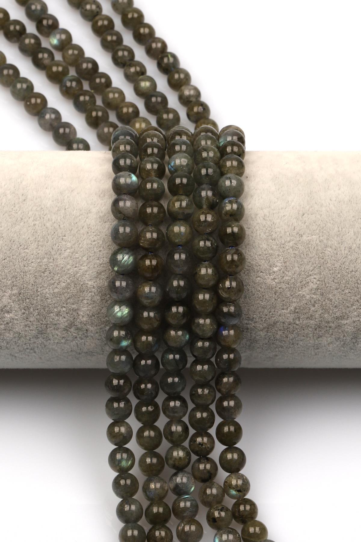 Labradorit Doğal Taş Dizi 6 mm Küre Kesim