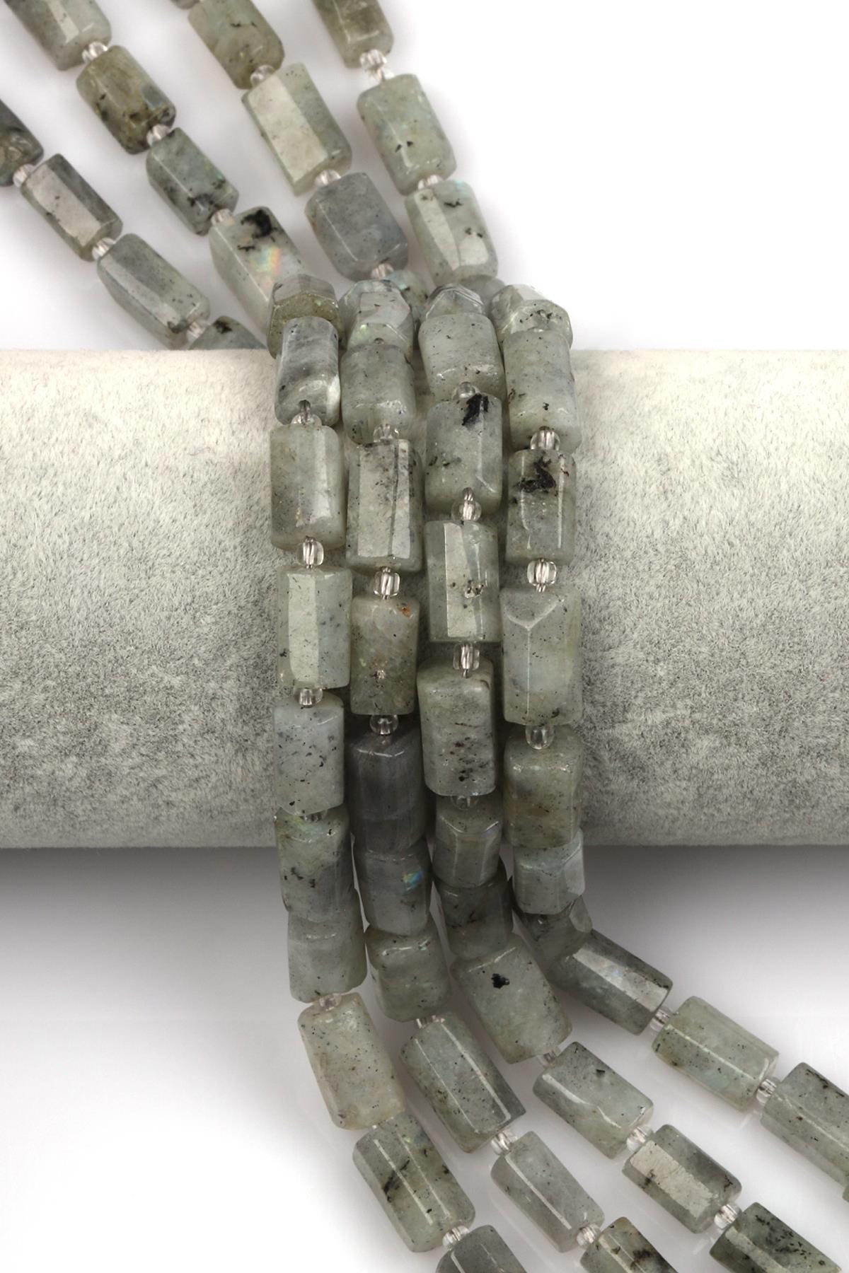 Labradorit Doğal Taş Dizi 7 x 12 mm Boru Kesim