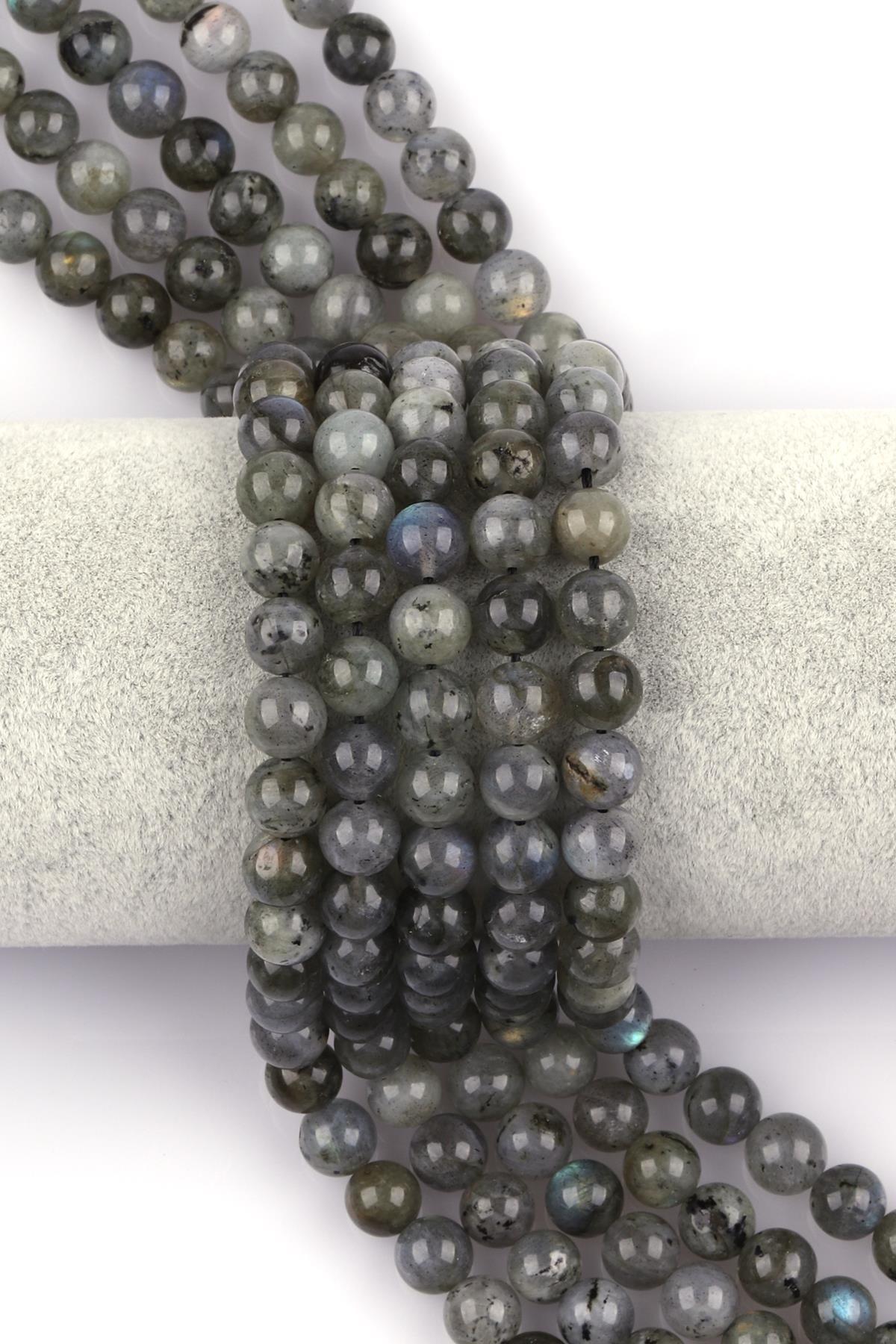 Labradorit Doğal Taş Dizi 8 mm Küre Kesim