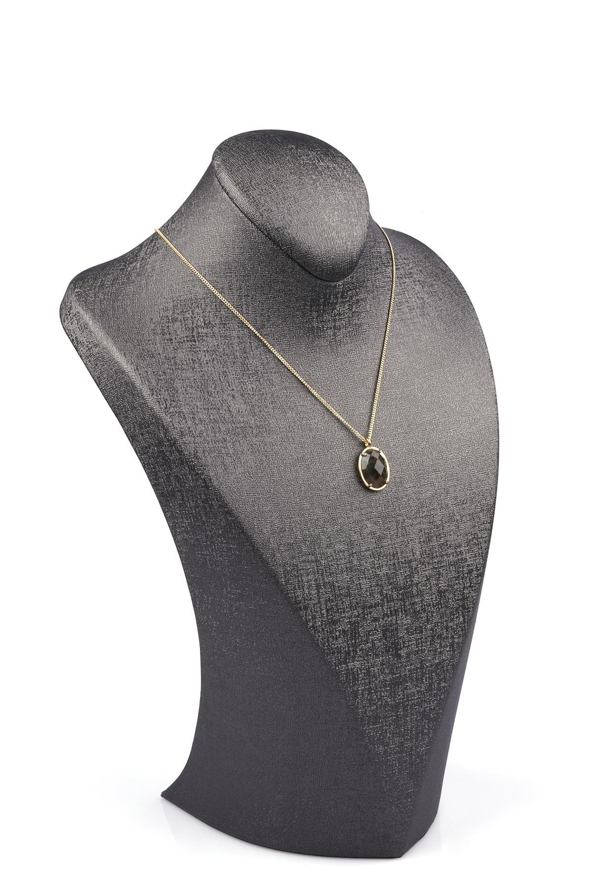 Labradorit Doğal Taş Gold Renkli Kolye