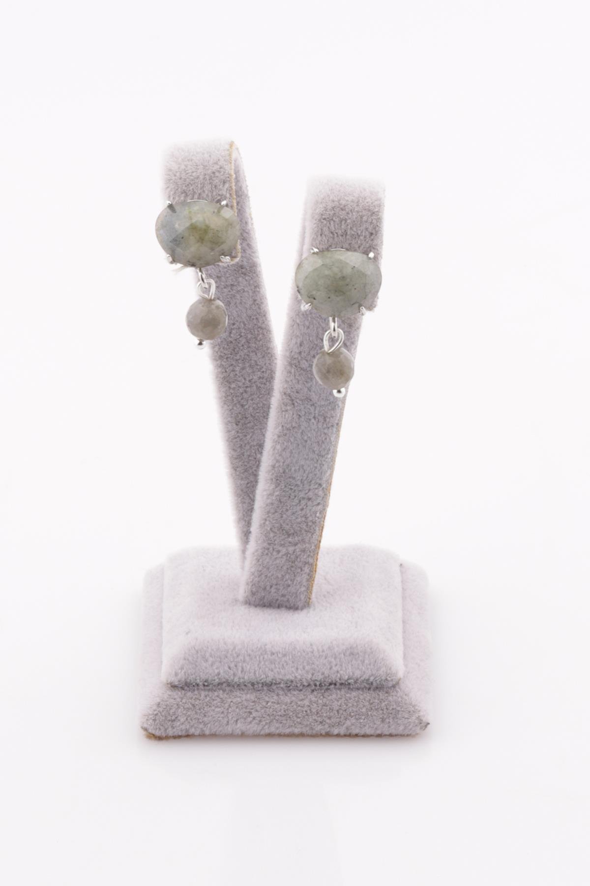 Labradorit Doğal Taş Küpe