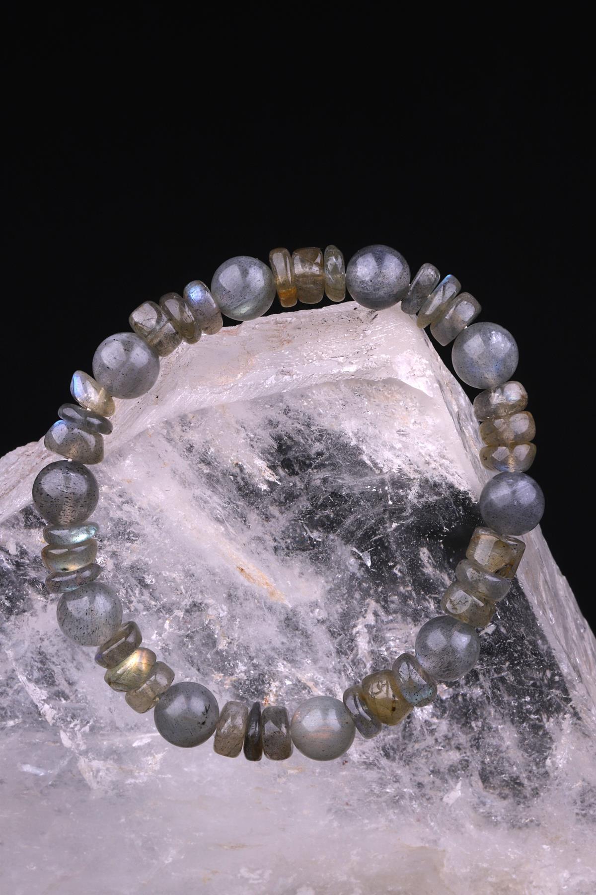 Labradorit Doğal Taş Tasarım Bileklik 