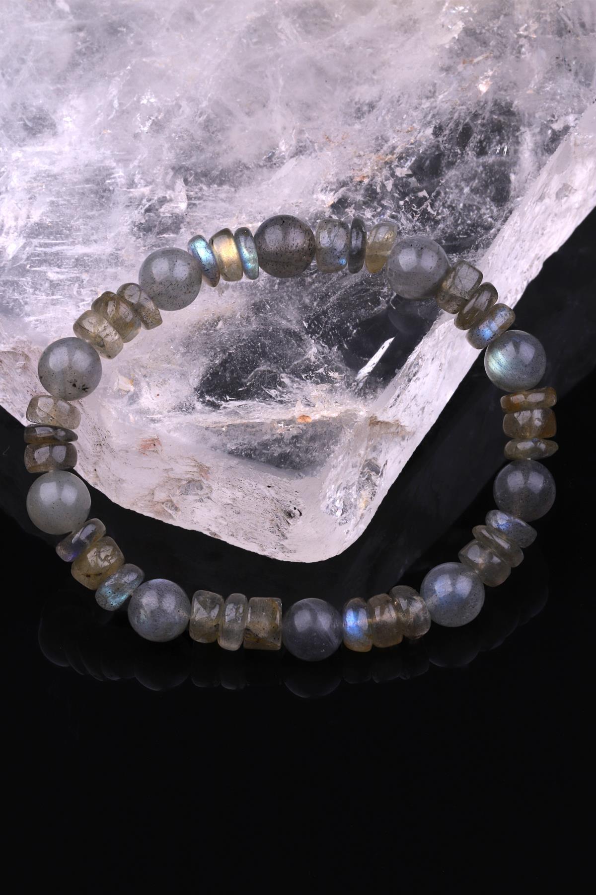 Labradorit Doğal Taş Tasarım Bileklik 