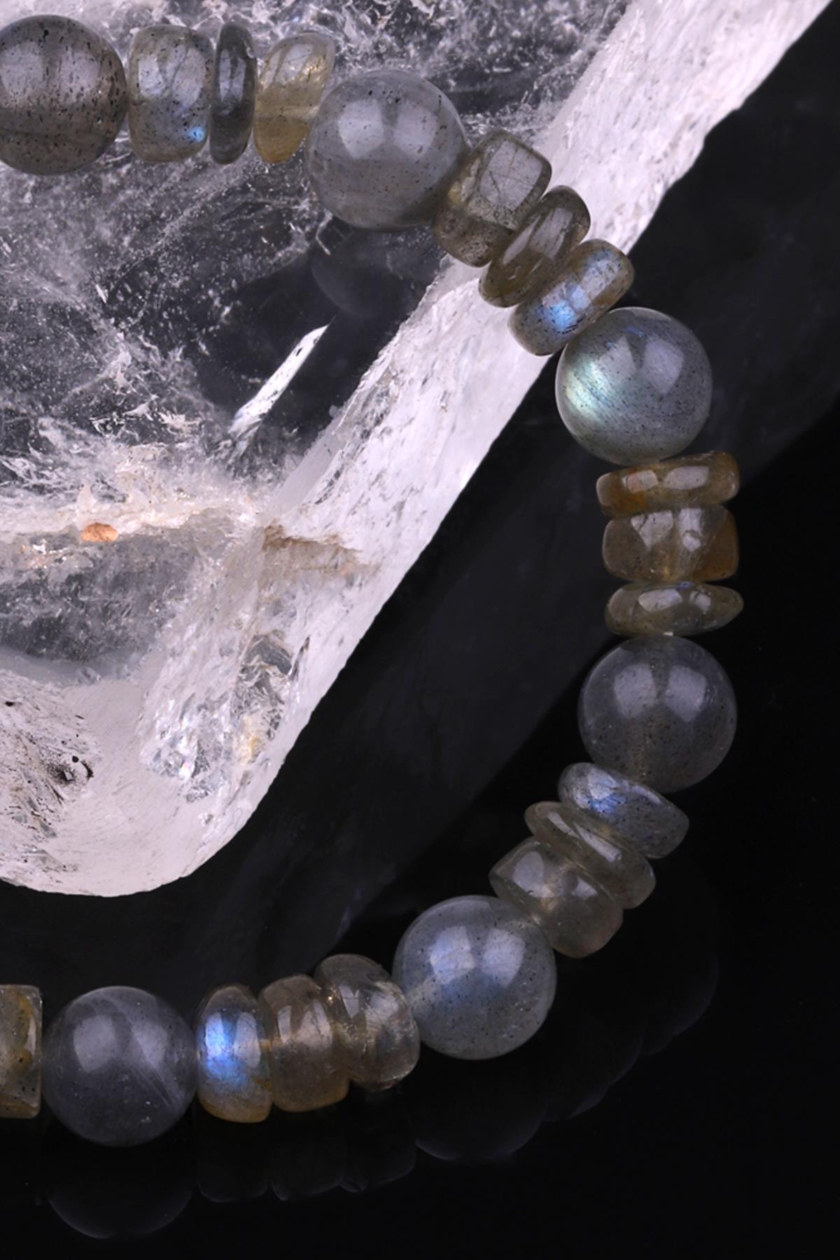 Labradorit Doğal Taş Tasarım Bileklik 