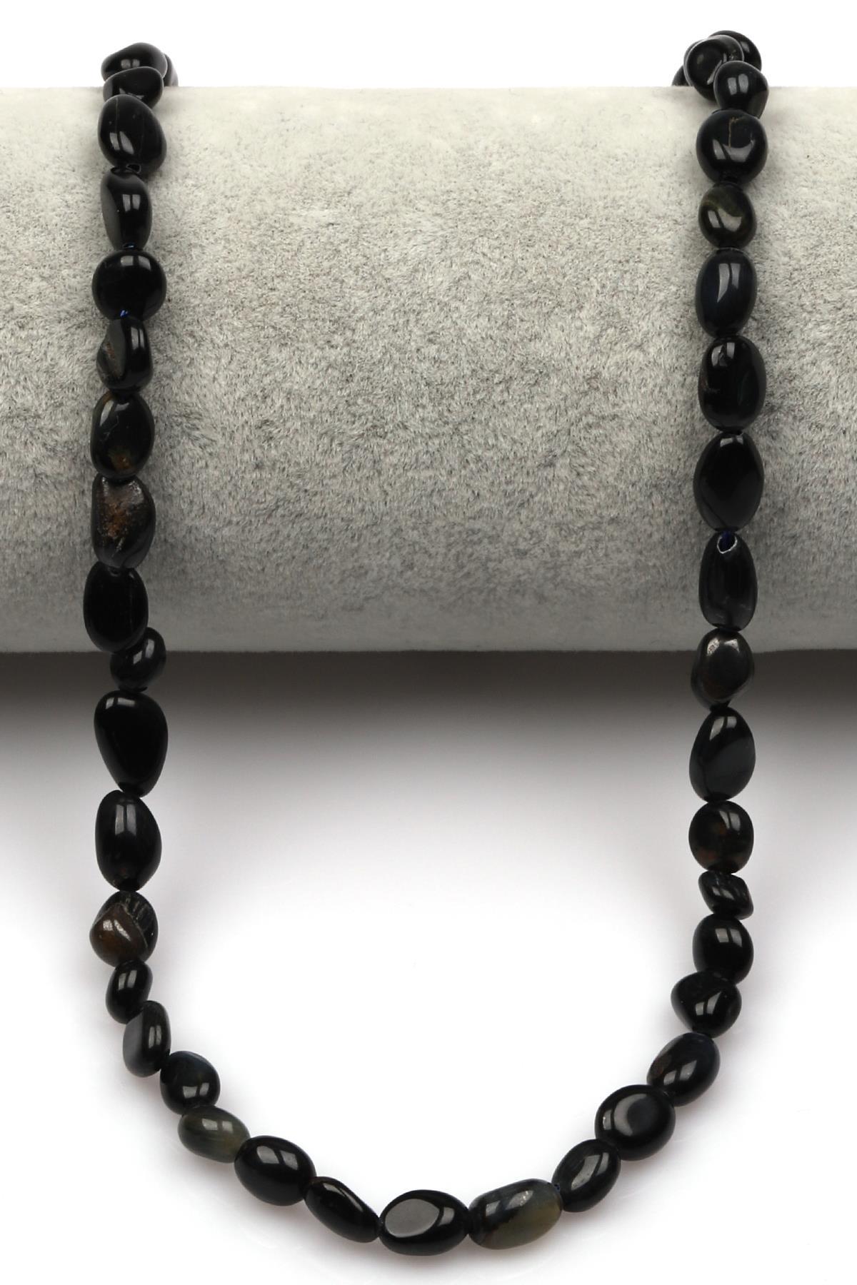 Lacivert Kaplan Gözü Doğal Taş Dizi 6 x 8 mm Mercimek Kesim