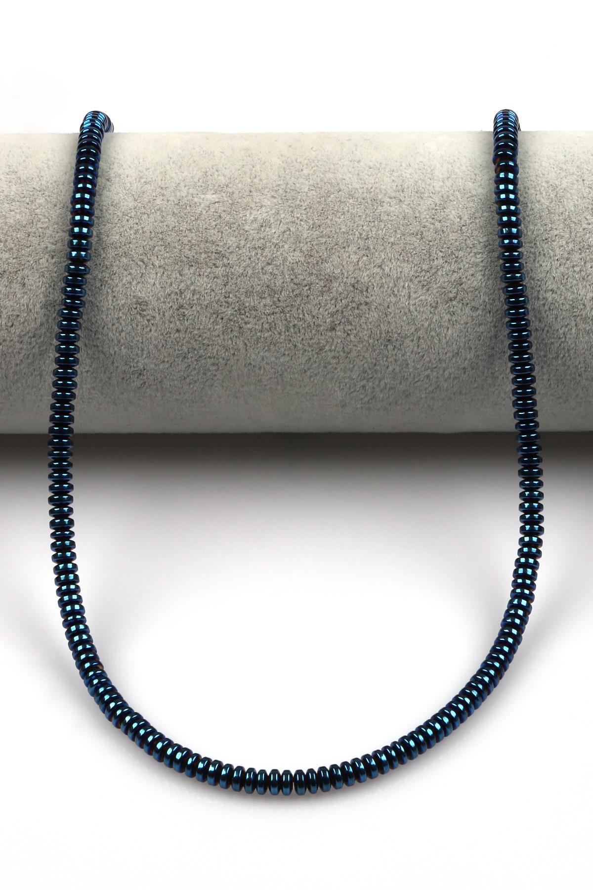 Lacivert Renkli Hematit Dizi 2 x 4 mm Rondel Kesim