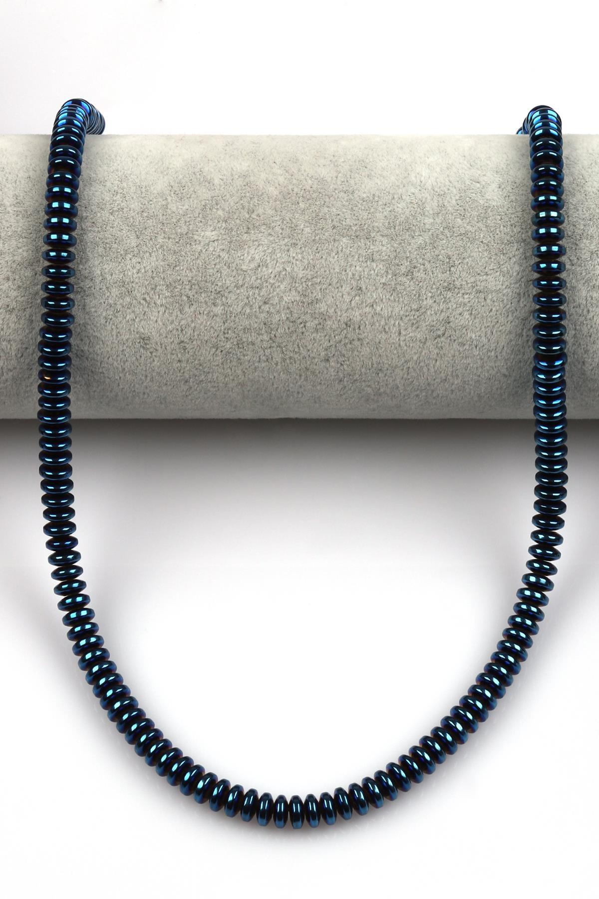 Lacivert Renkli Hematit Dizi 3 x 6 mm Rondel Kesim