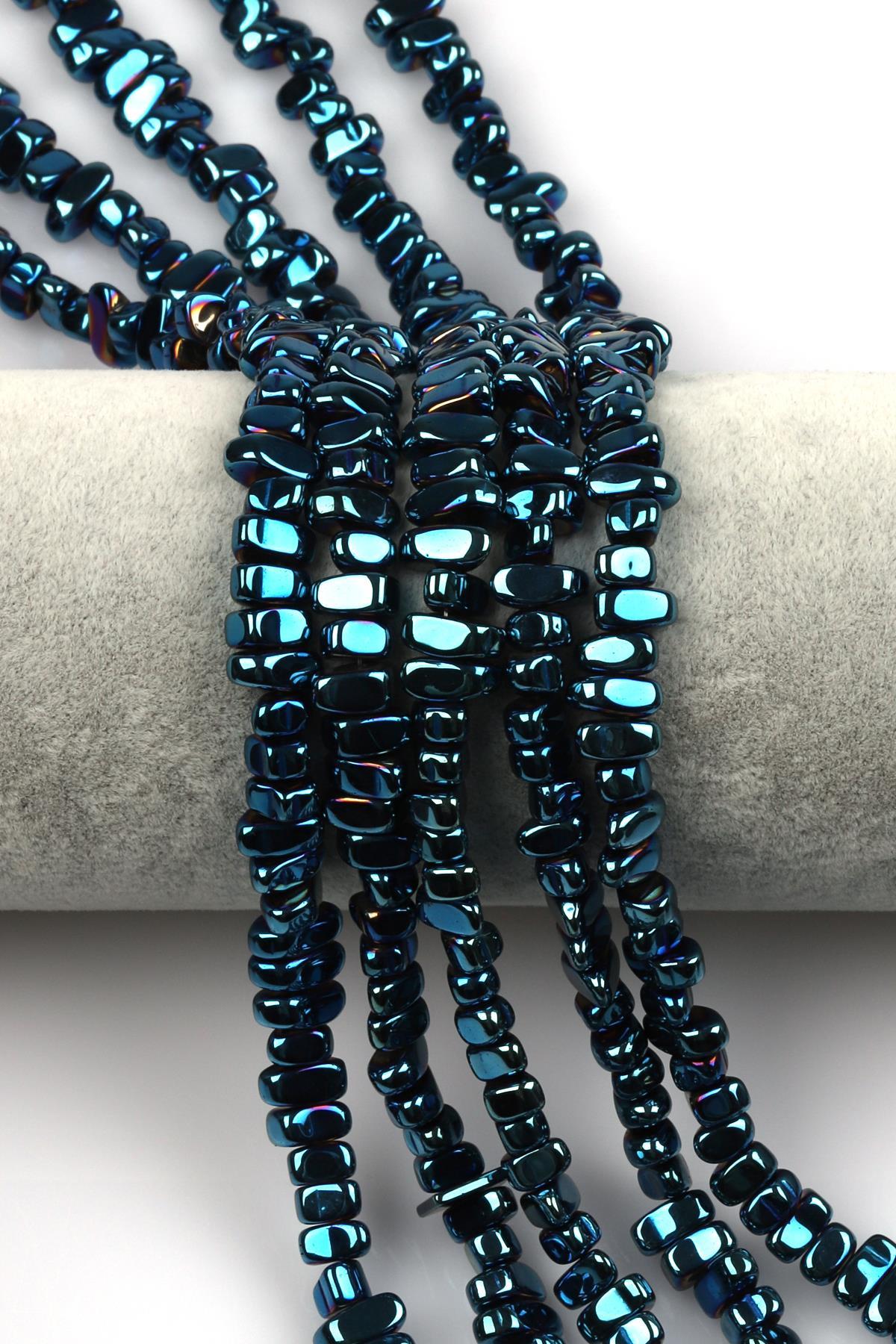 Lacivert Renkli Hematit Dizi 4 x 8 mm Kırık Model Kesim