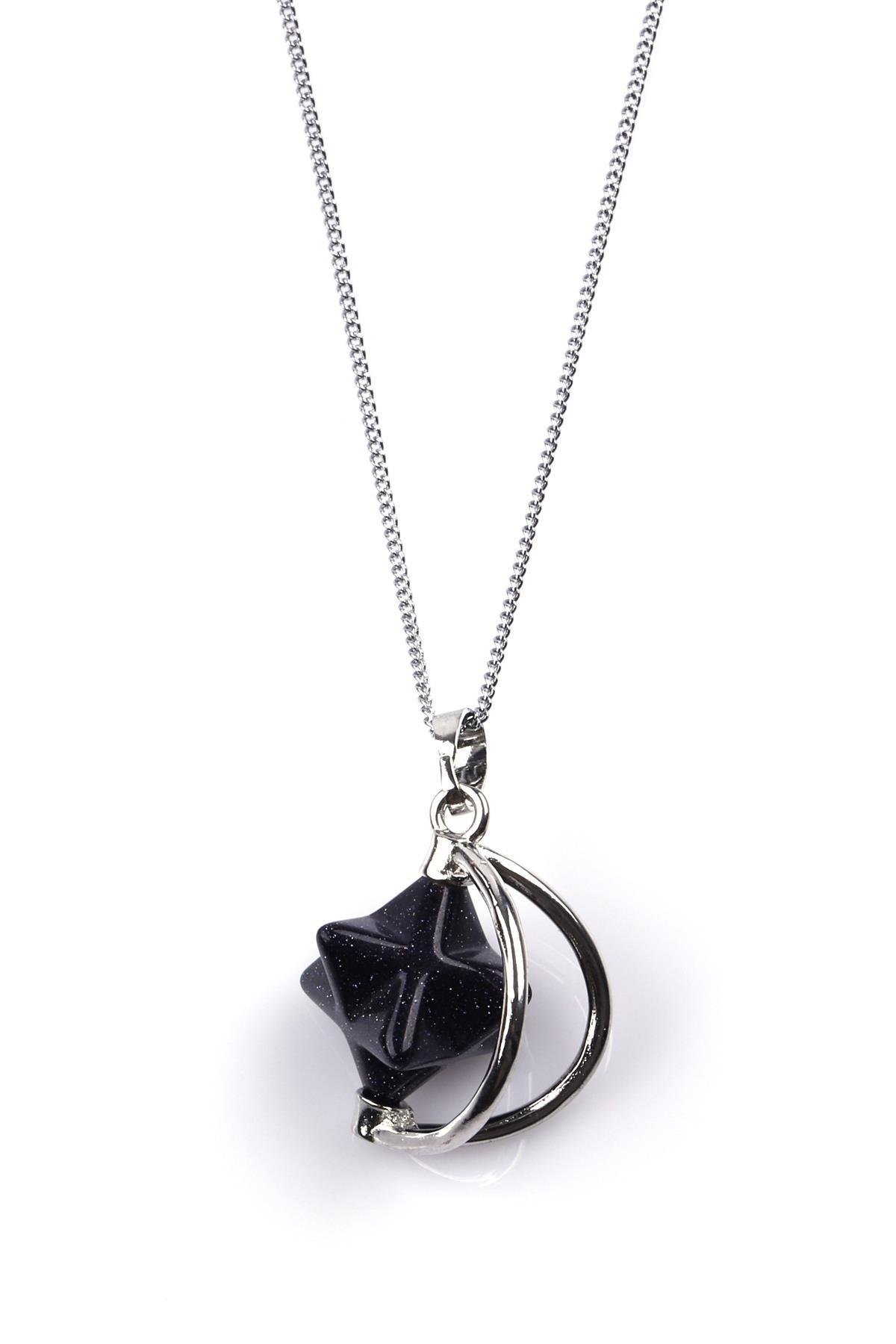 Lacivert Yıldız Taşı Merkaba Kolye 