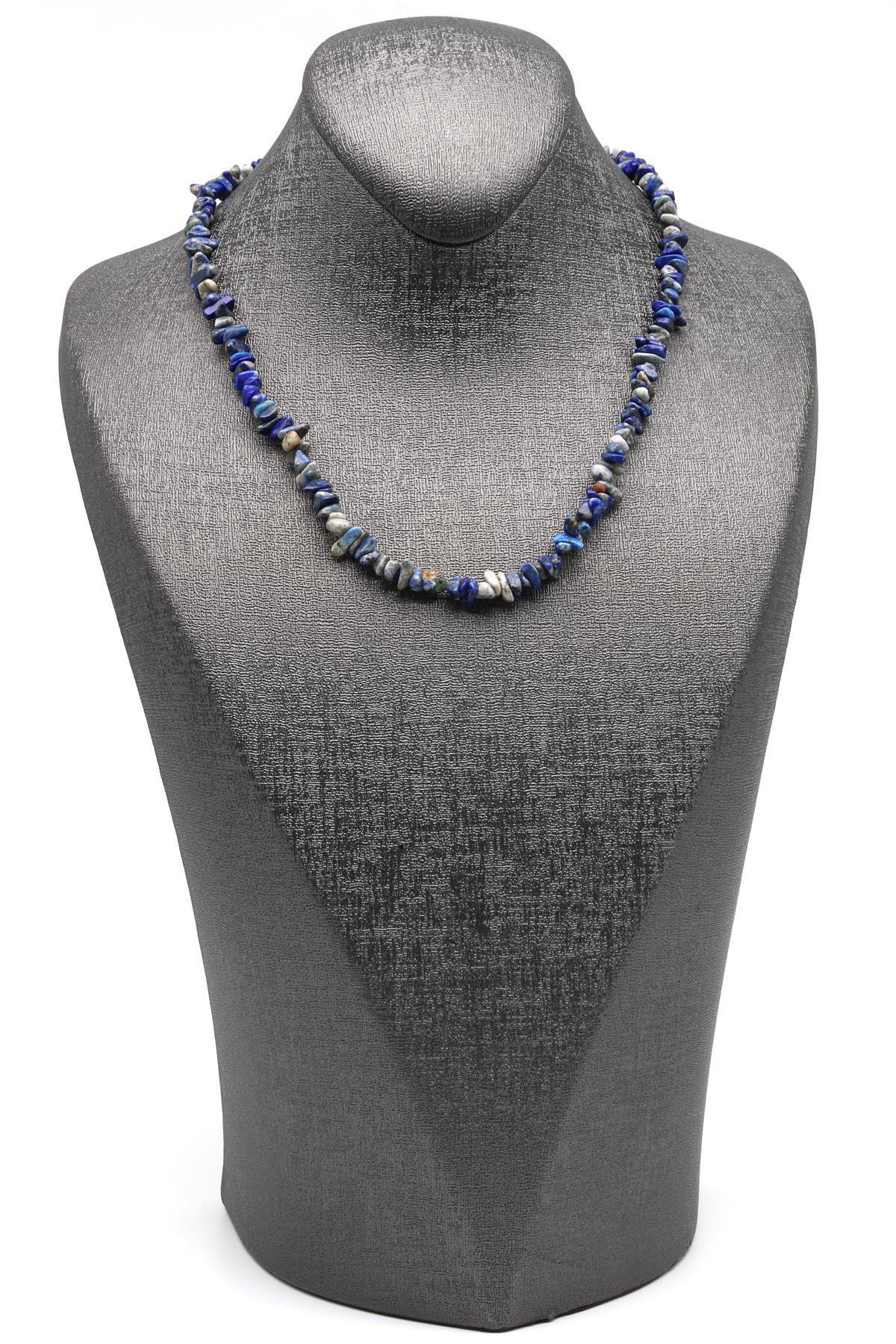 Lapis Lazuli ( Çelik Klipsli ) Doğal Taş Kırıktaş Kolye 
