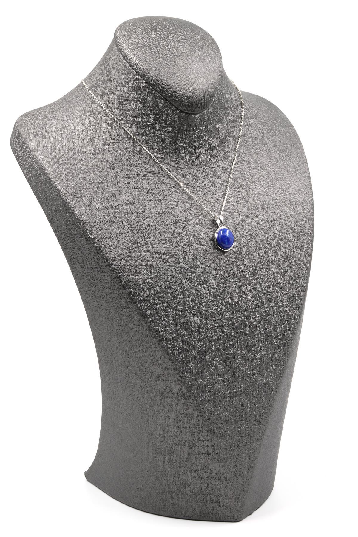 Lapis Lazuli Doğal Taş 925 Ayar Gümüş Kolye