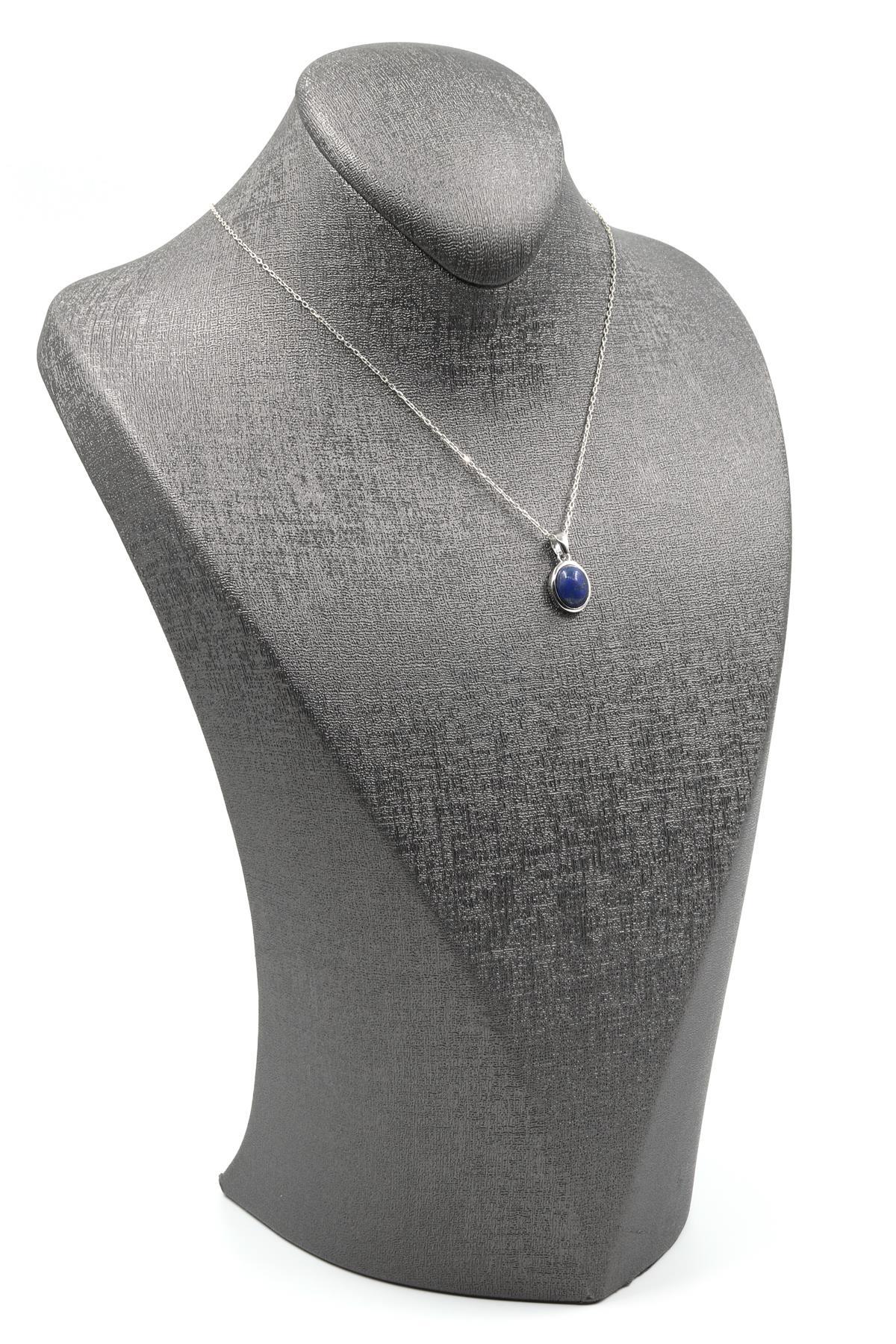 Lapis Lazuli Doğal Taş 925 Ayar Gümüş Kolye