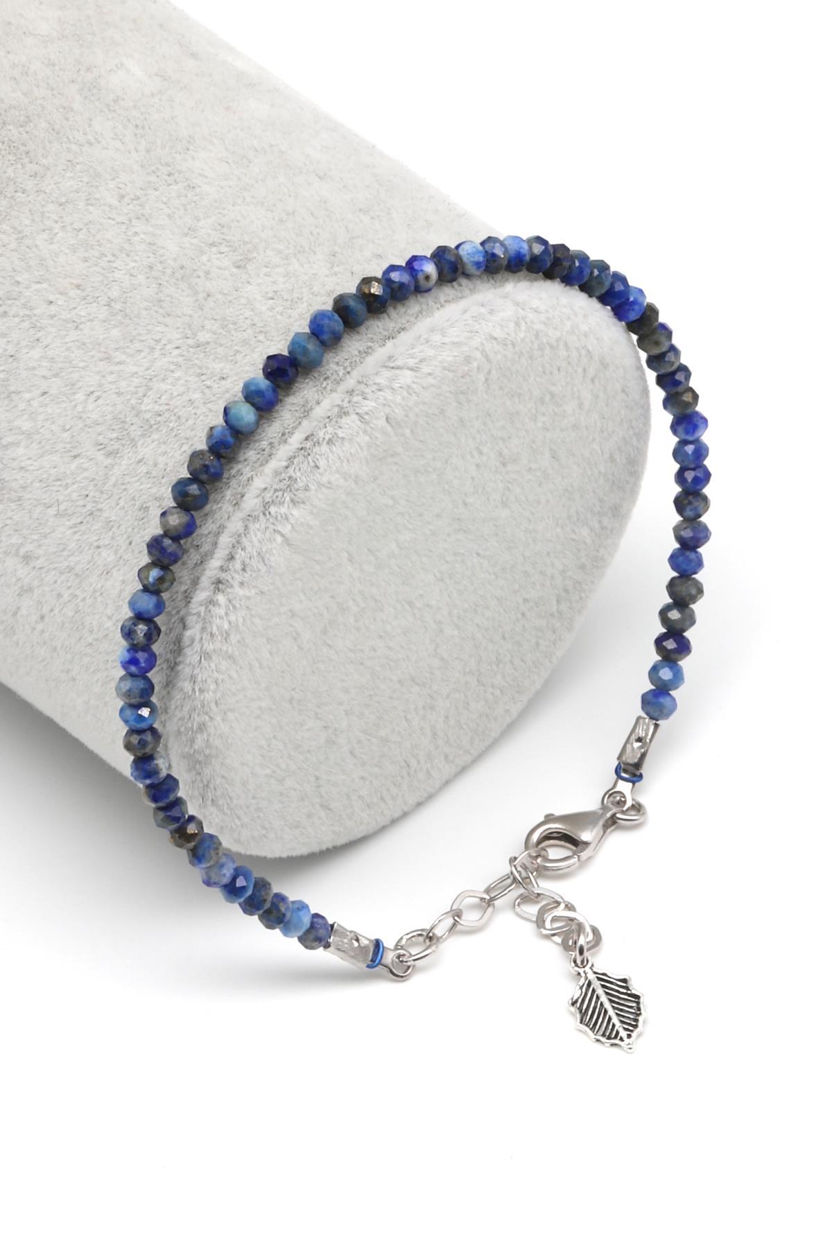 Lapis Lazuli Doğal Taş 925 Ayar Gümüş Bileklik 