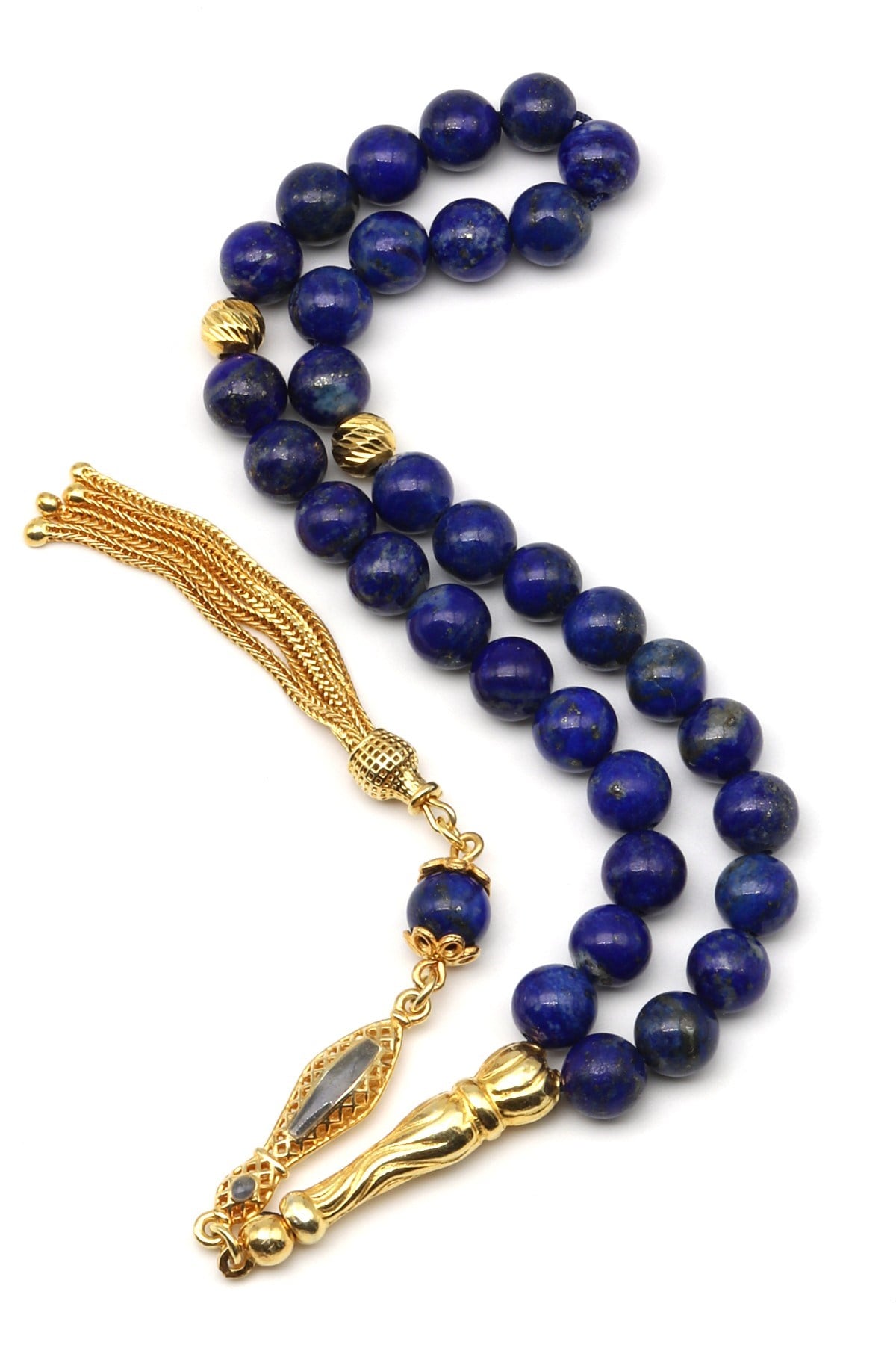 Lapis Lazuli Doğal Taş 925 Ayar Gümüş Tesbih 7 mm Küre Kesim - T-1784