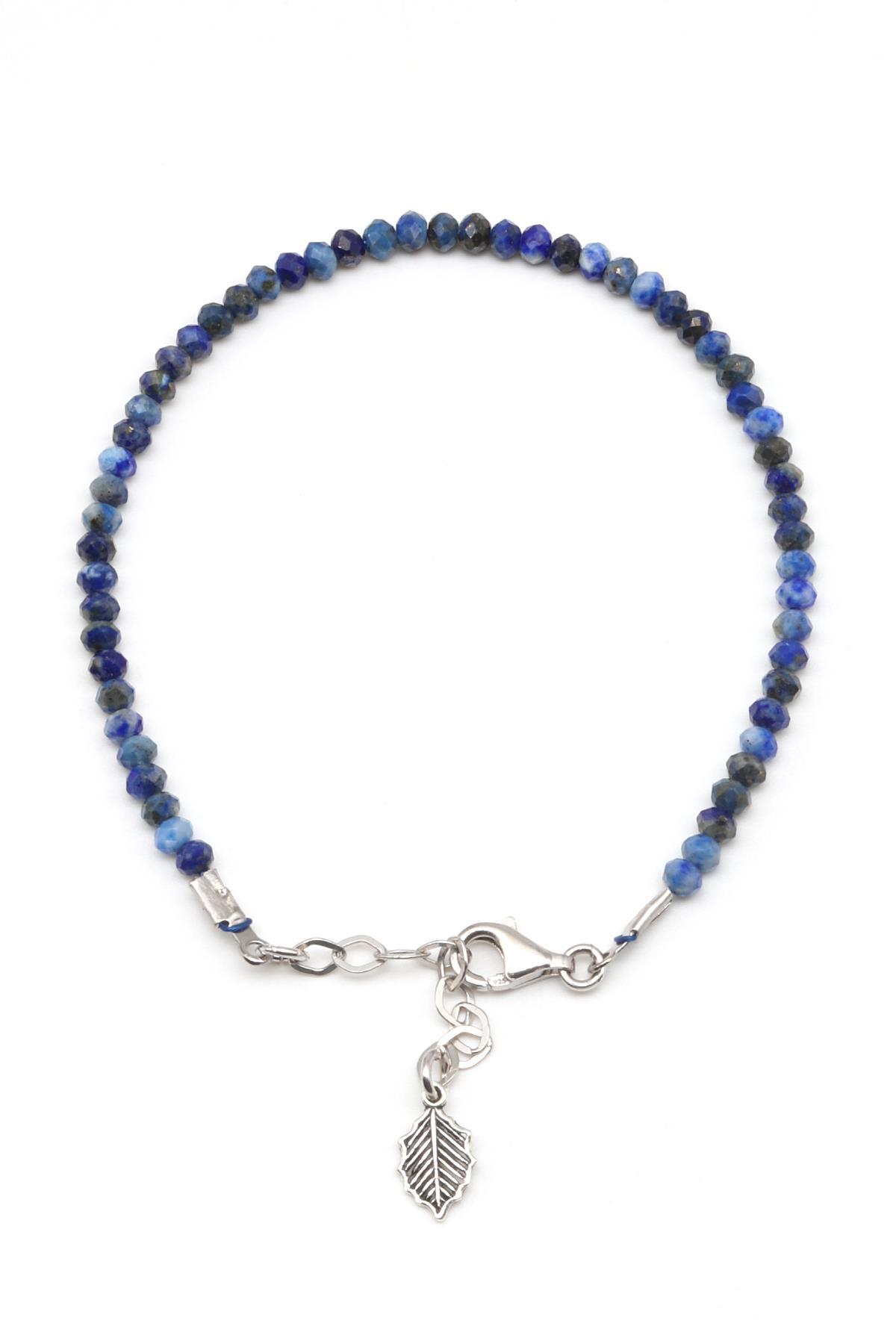 Lapis Lazuli Doğal Taş 925 Ayar Gümüş Bileklik 