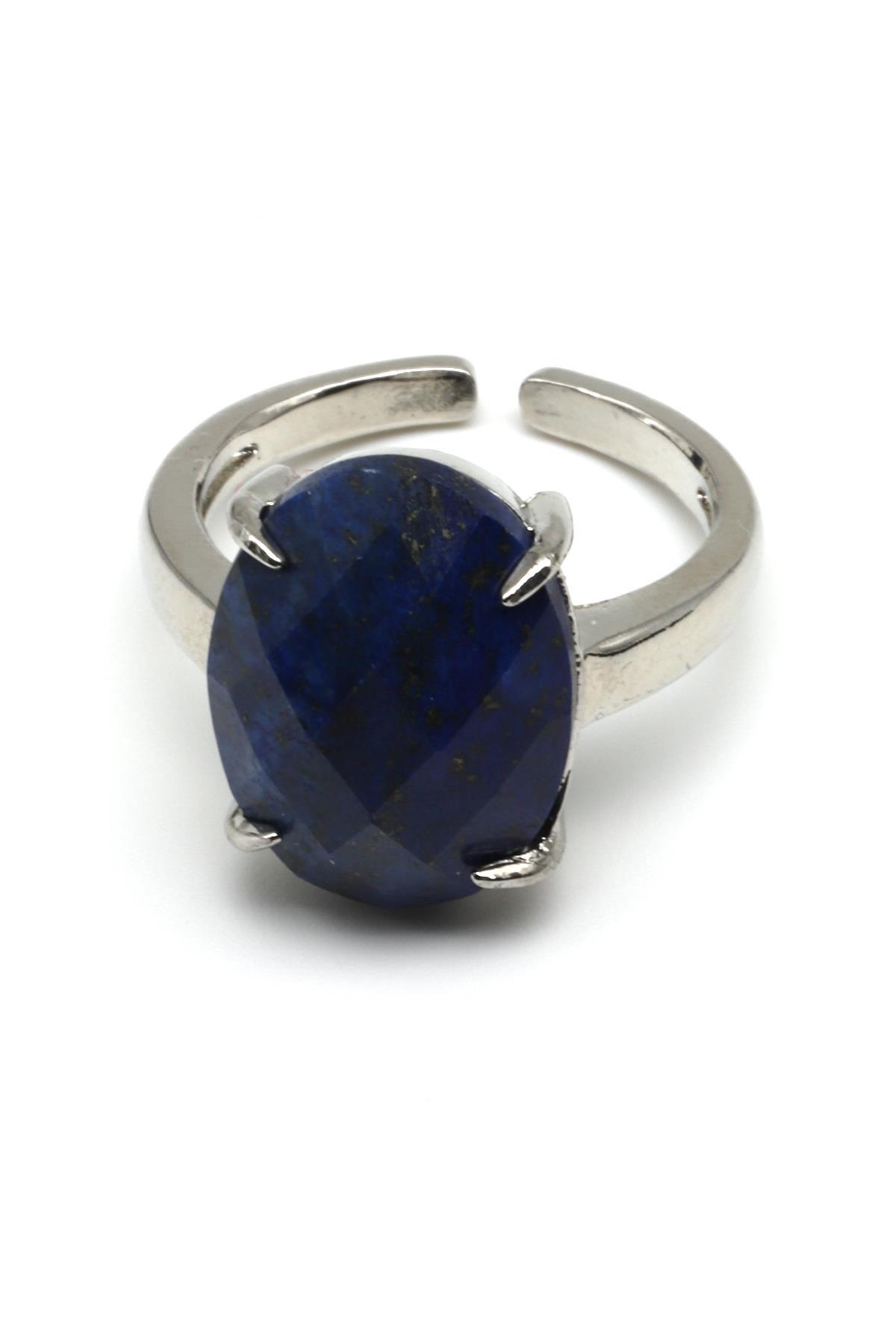 Lapis Lazuli Doğal Taş Ayarlanabilir Yüzük