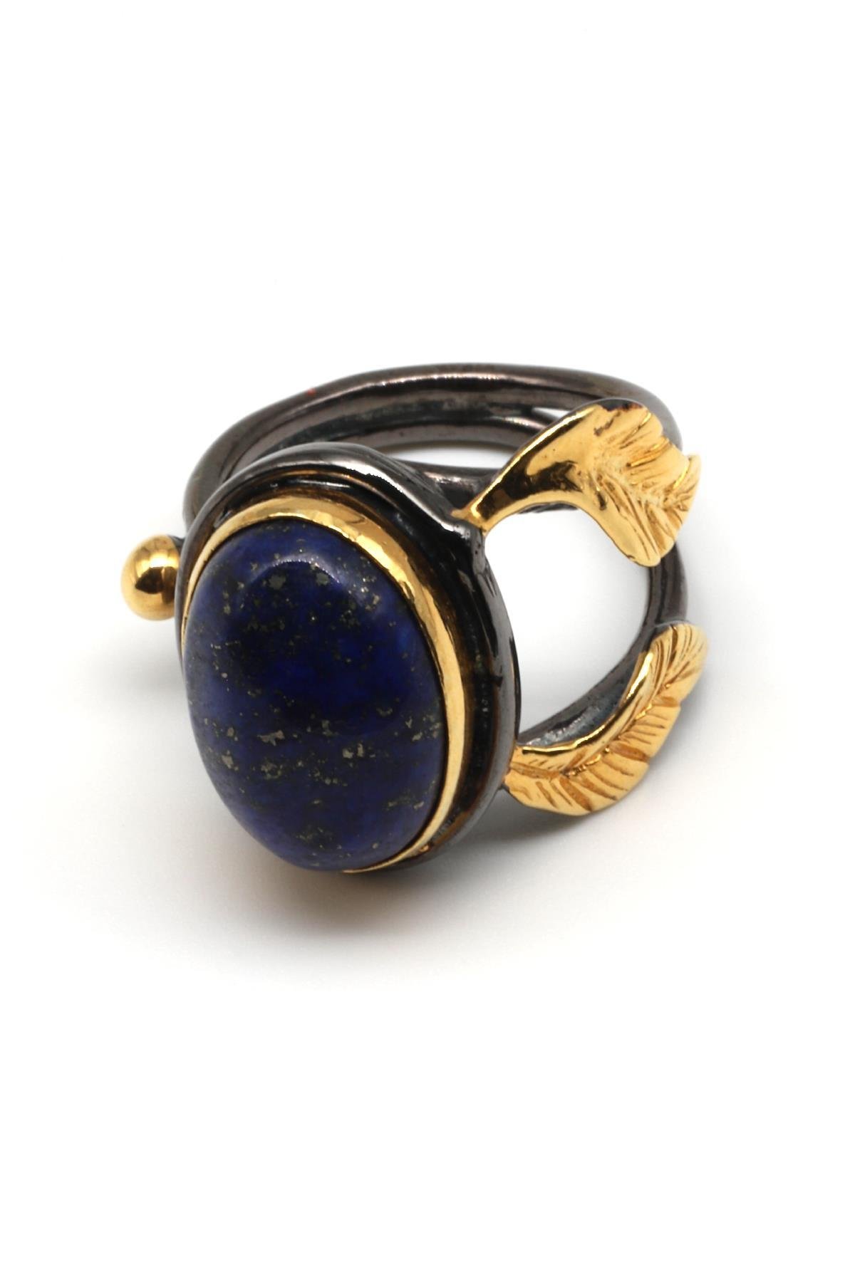 Lapis Lazuli Doğal Taş Ayarlanabilir Yüzük