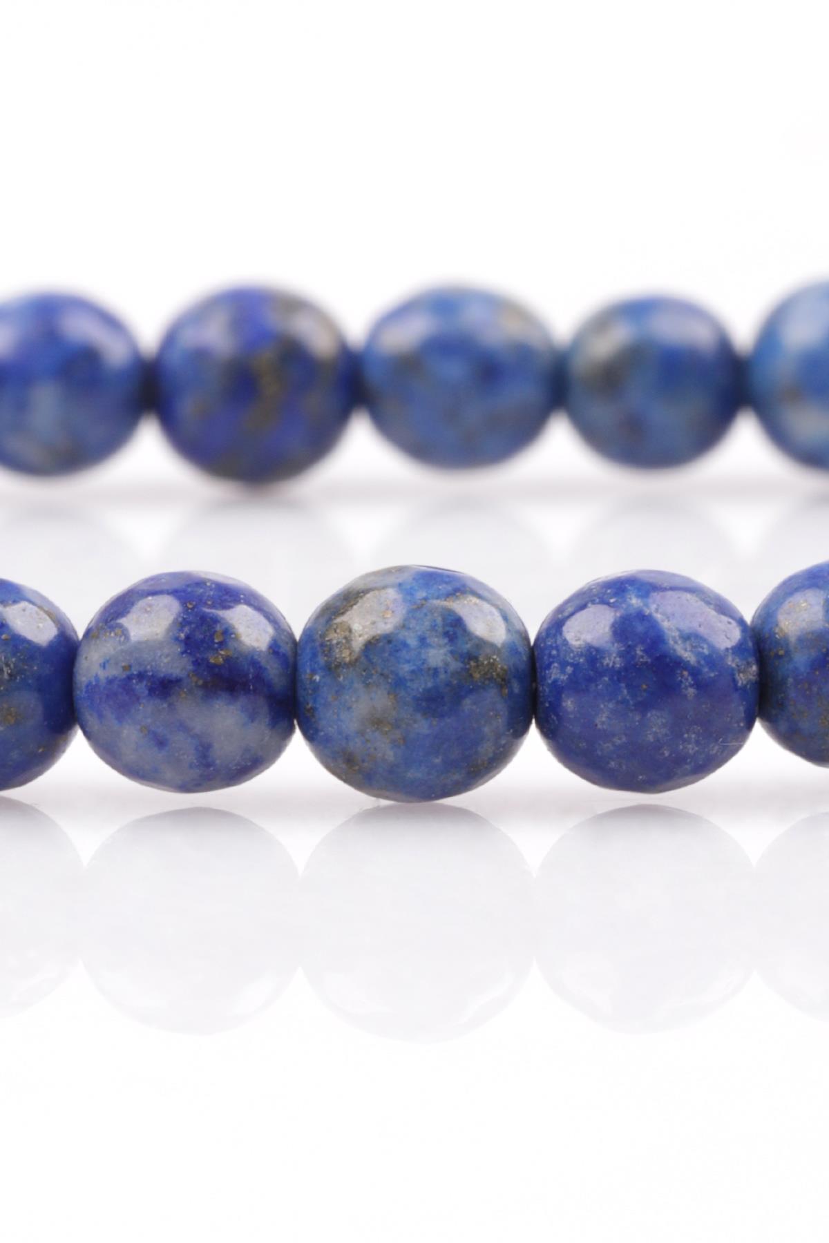 Lapis Lazuli Doğal Taş Bileklik 6 mm Fasetli Küre Kesim