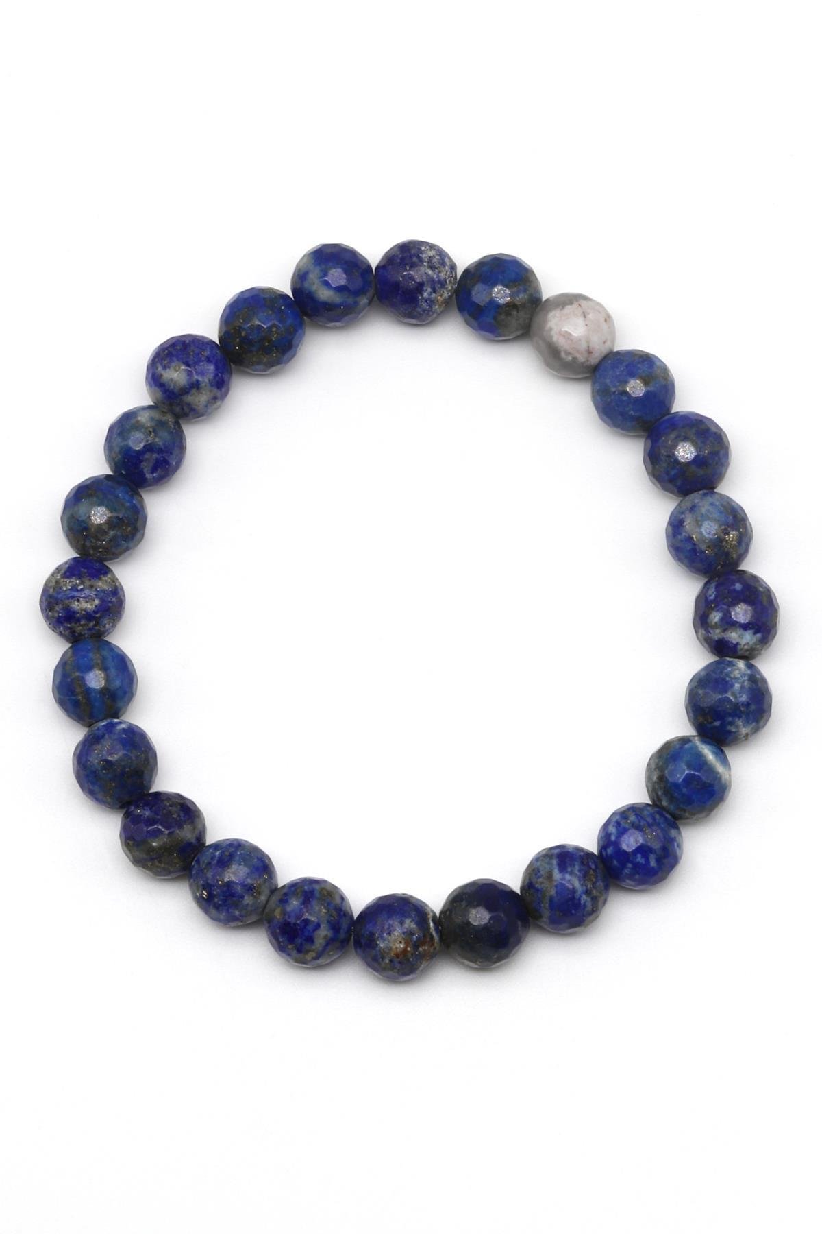 Lapis Lazuli Doğal Taş Bileklik 8 mm Fasetli Küre Kesim