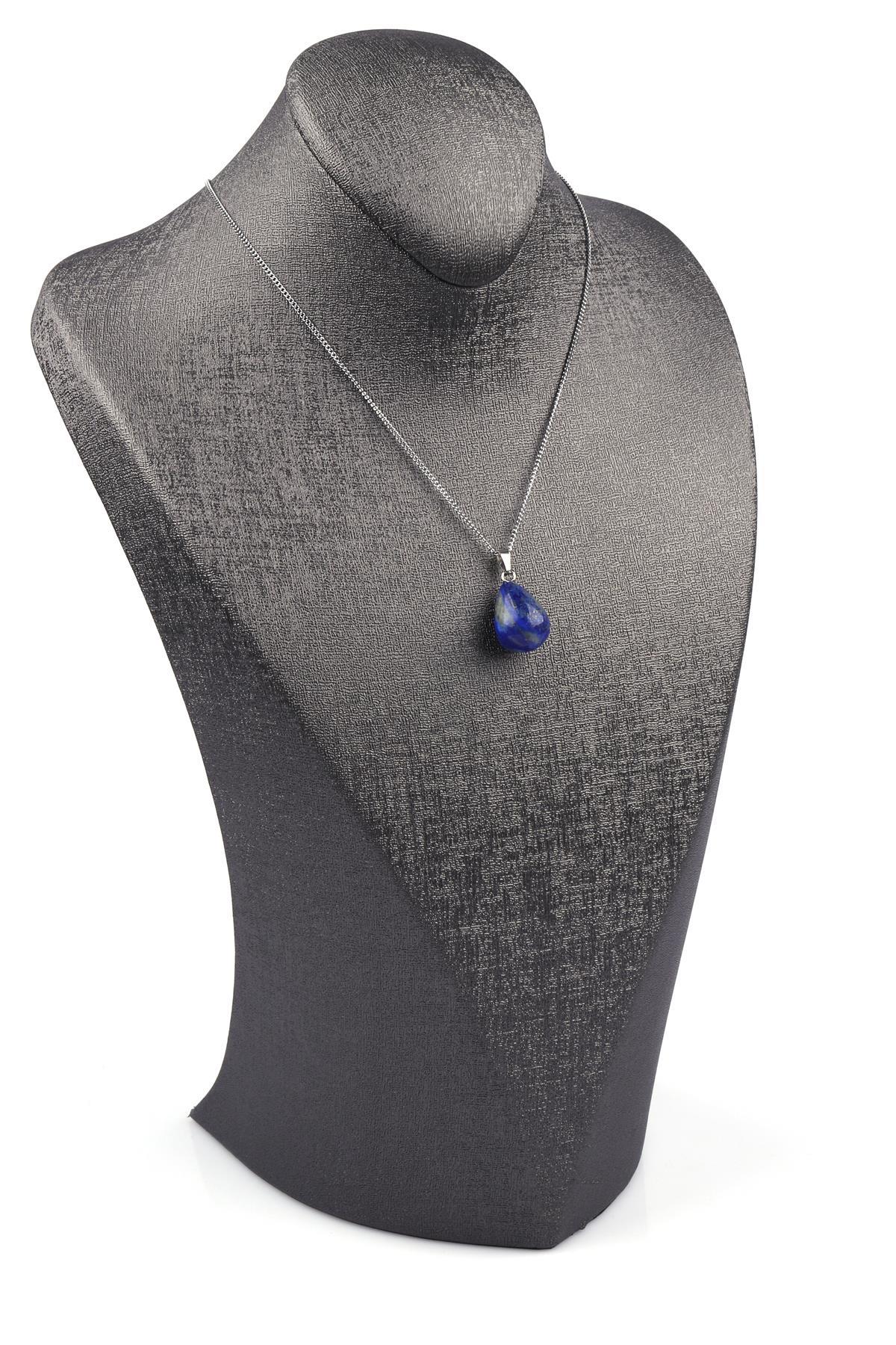 Lapis Lazuli Doğal Taş Damla Model Kolye