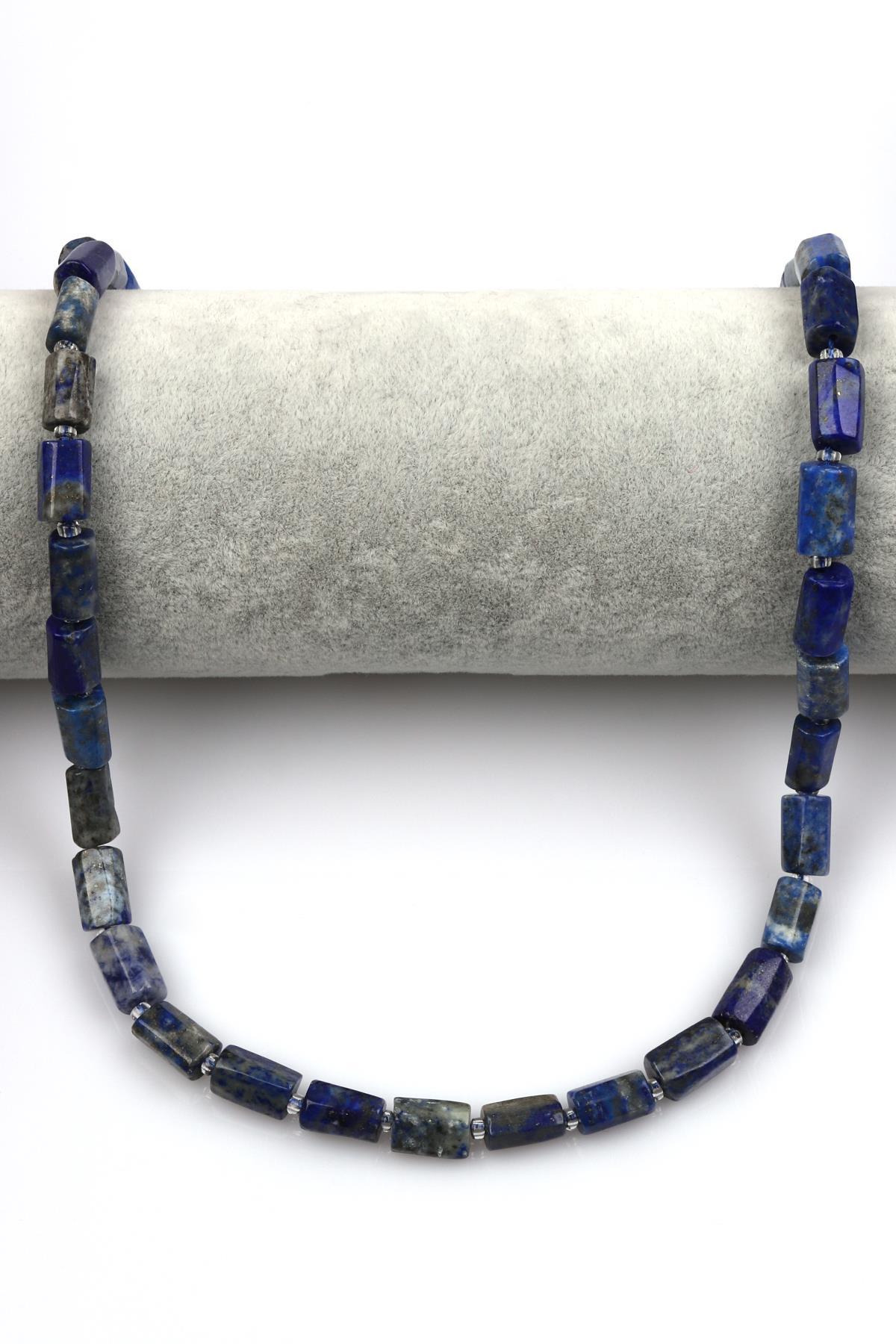 Lapis Lazuli Doğal Taş Dizi 7 x 12 mm Boru Kesim